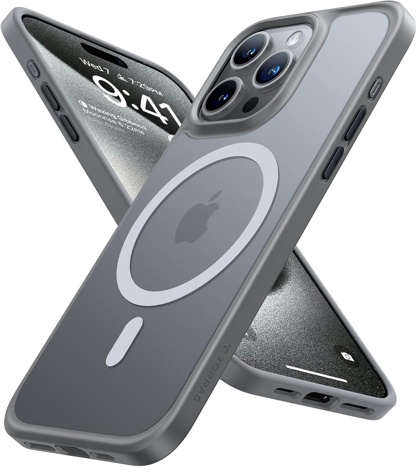 image:imageTORRAS Magnetic Shockproof for iPhone 16 Pro Max Case Fit for MagSafe MilitaryGrade Drop Tested Translucent Slim Protective for iPhone 16 Pro Max Case AntiFingerprint AntiScratch BlackGrey