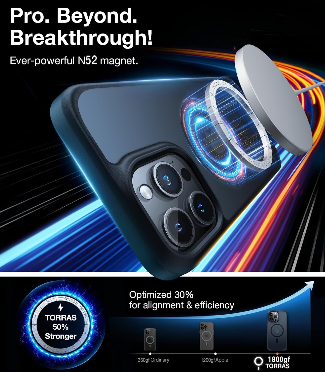 image:imageTORRAS Magnetic Shockproof for iPhone 16 Pro Max Case Fit for MagSafe MilitaryGrade Drop Tested Translucent Slim Protective for iPhone 16 Pro Max Case AntiFingerprint AntiScratch BlackBlack