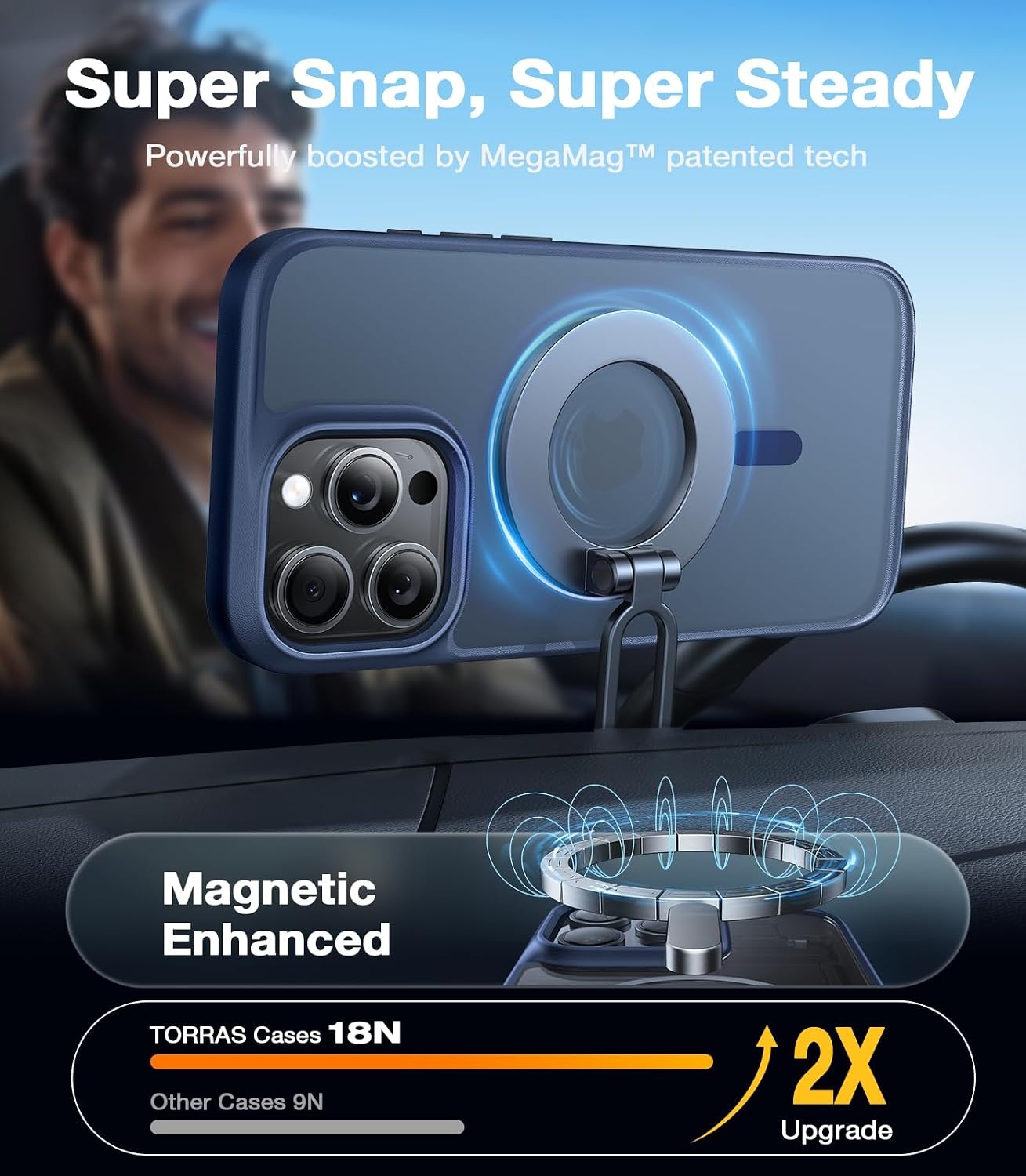 image:imageTORRAS Magnetic Shockproof for iPhone 16 Pro Max Case Fit for MagSafe MilitaryGrade Drop Tested Translucent Slim Protective for iPhone 16 Pro Max Case AntiFingerprint AntiScratch BlackBlue