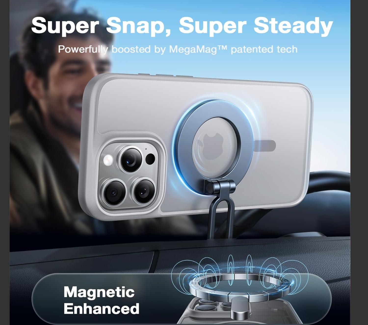 image:imageTORRAS Magnetic Shockproof for iPhone 16 Pro Max Case Fit for MagSafe MilitaryGrade Drop Tested Translucent Slim Protective for iPhone 16 Pro Max Case AntiFingerprint AntiScratch BlackGrey