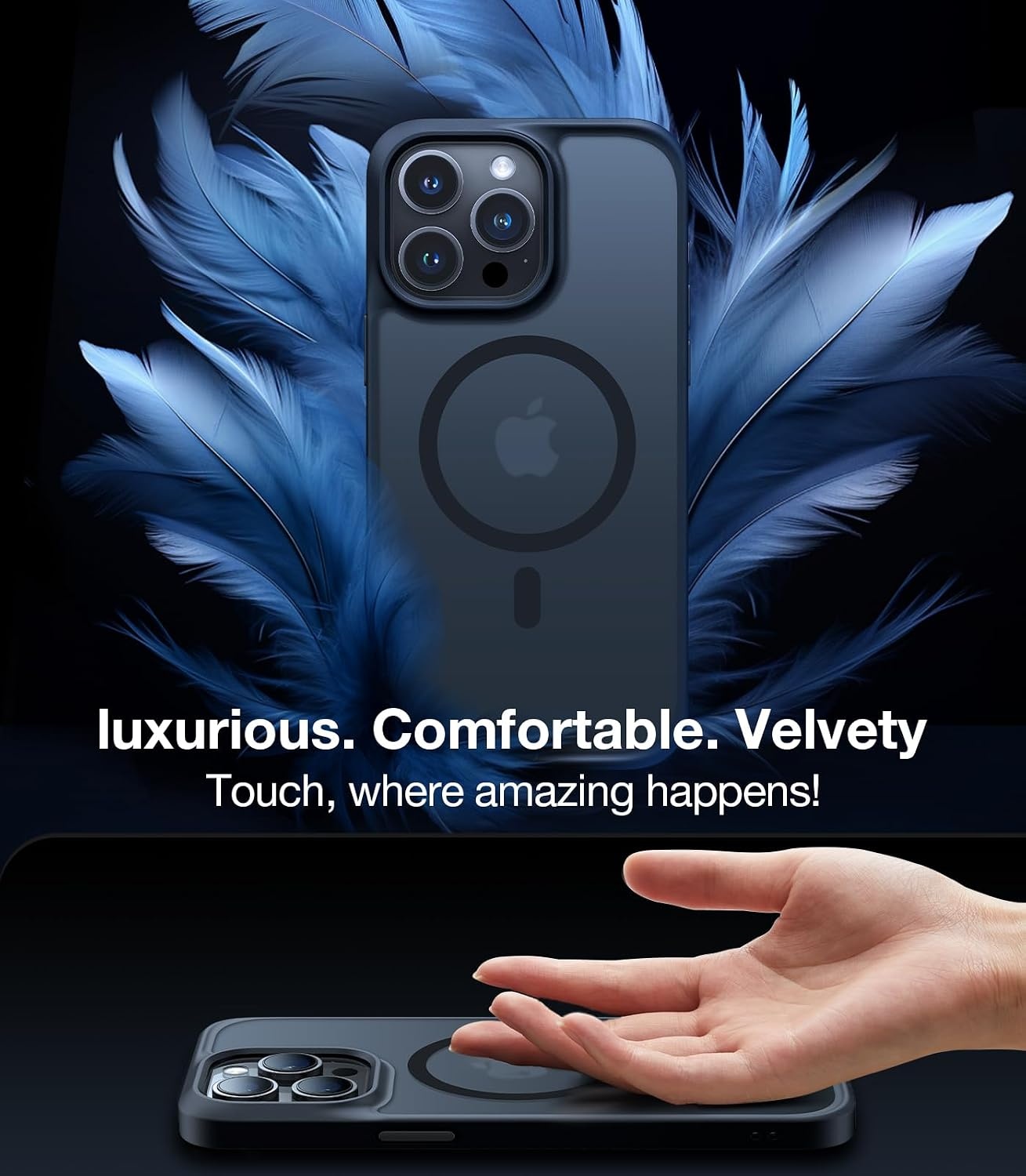 image:imageTORRAS Magnetic Shockproof for iPhone 16 Pro Max Case Fit for MagSafe MilitaryGrade Drop Tested Translucent Slim Protective for iPhone 16 Pro Max Case AntiFingerprint AntiScratch BlackBlack
