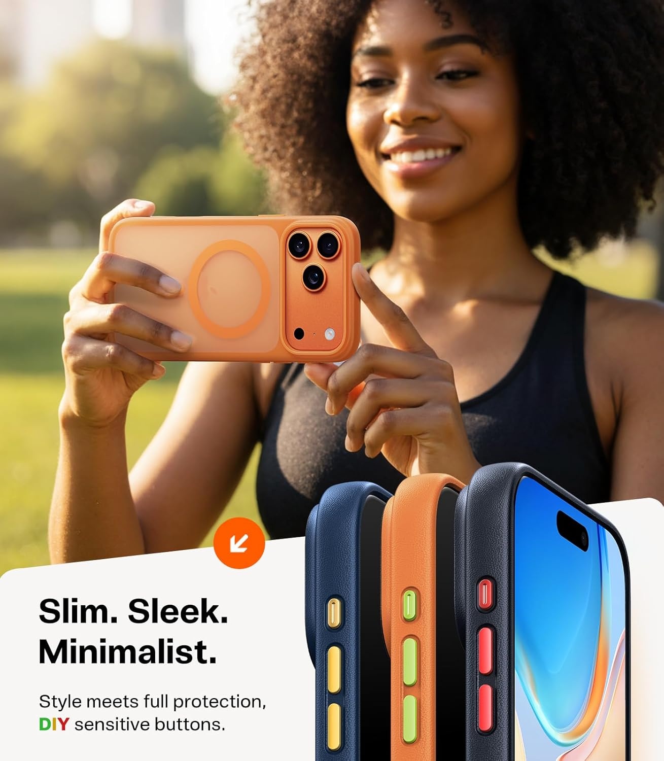 image:imageTORRAS Magnetic Shockproof for iPhone 16 Pro Max Case Fit for MagSafe MilitaryGrade Drop Tested Translucent Slim Protective for iPhone 16 Pro Max Case AntiFingerprint AntiScratch BlackCosmic Orange