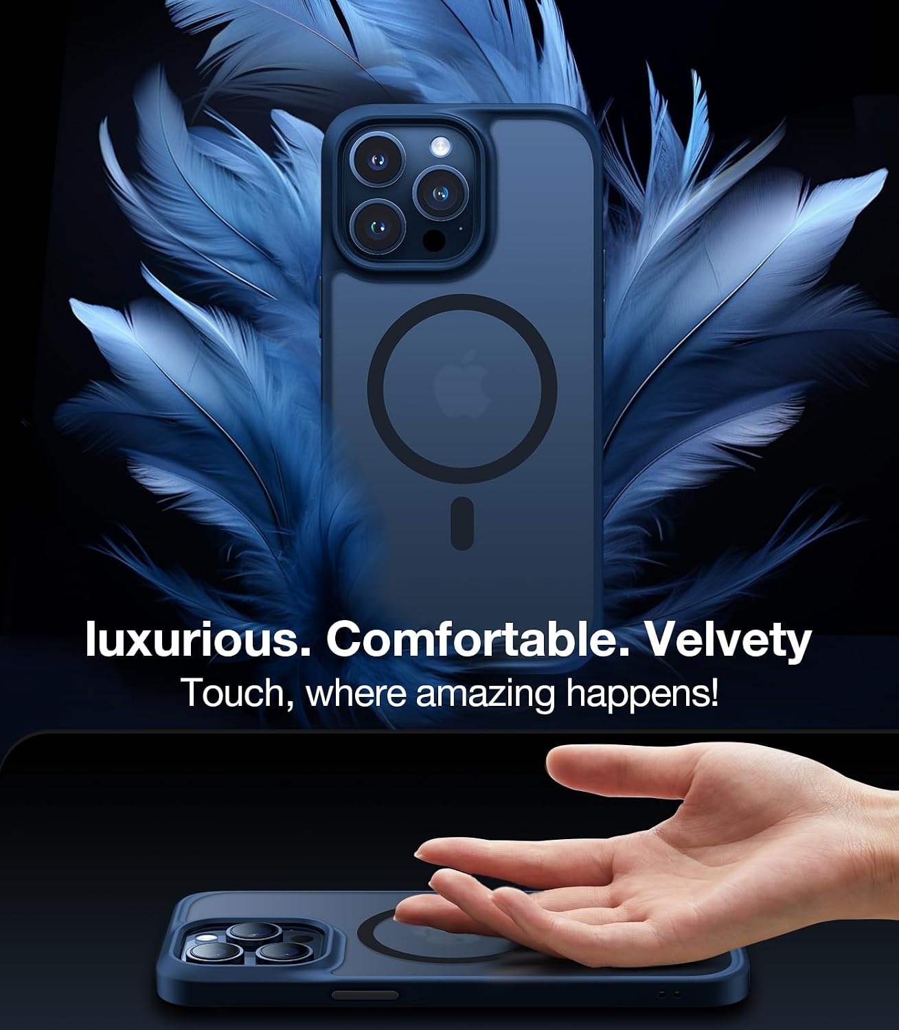 image:imageTORRAS Magnetic Shockproof for iPhone 16 Pro Max Case Fit for MagSafe MilitaryGrade Drop Tested Translucent Slim Protective for iPhone 16 Pro Max Case AntiFingerprint AntiScratch BlackBlue