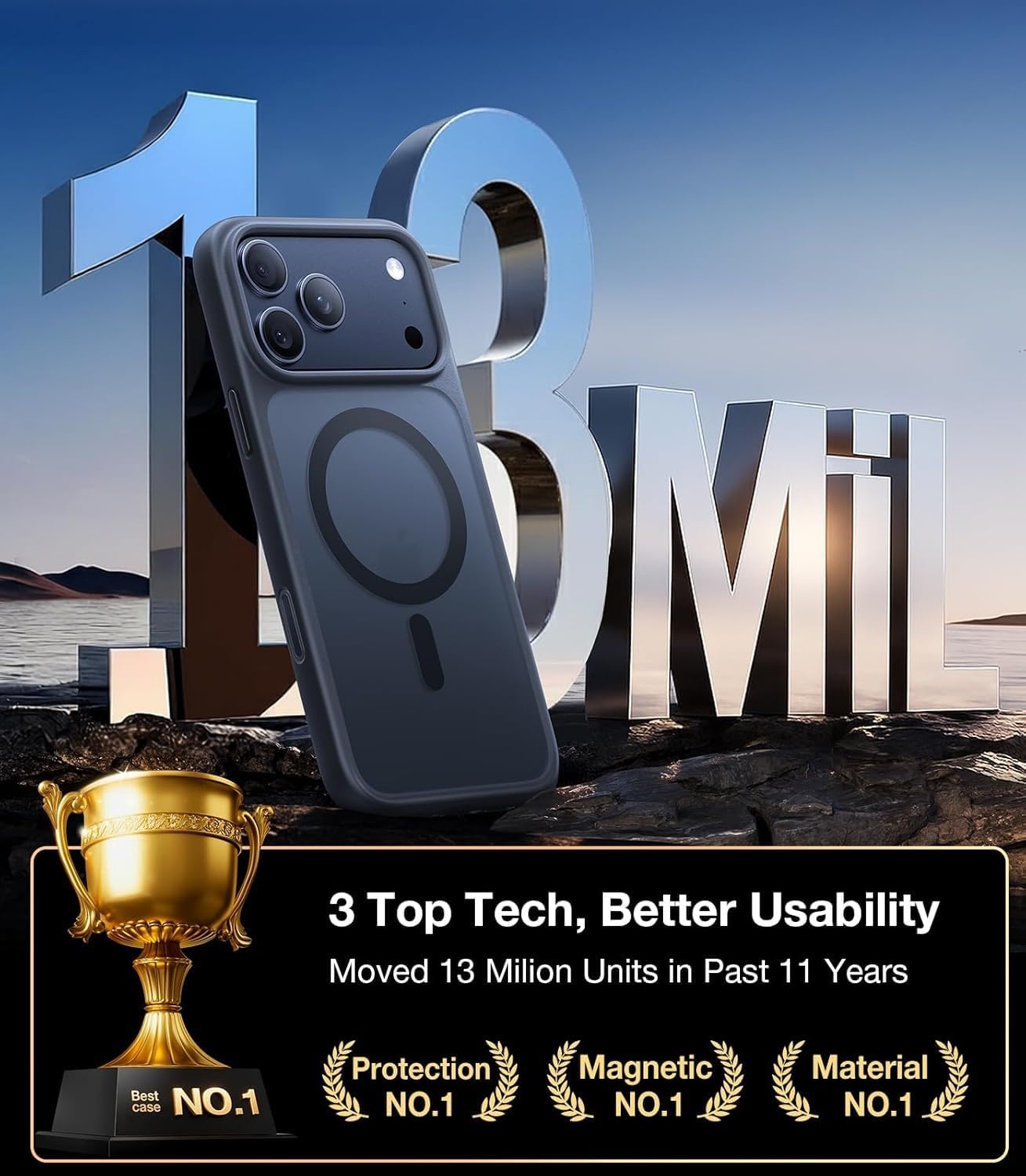 image:imageTORRAS Magnetic Shockproof for iPhone 16 Pro Max Case Fit for MagSafe MilitaryGrade Drop Tested Translucent Slim Protective for iPhone 16 Pro Max Case AntiFingerprint AntiScratch BlackBlack