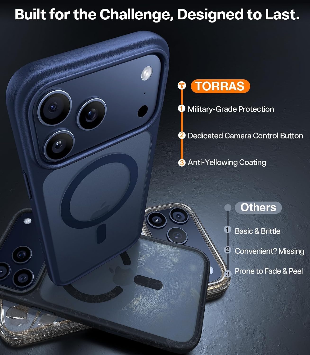 image:imageTORRAS Magnetic Shockproof for iPhone 16 Pro Max Case Fit for MagSafe MilitaryGrade Drop Tested Translucent Slim Protective for iPhone 16 Pro Max Case AntiFingerprint AntiScratch BlackBlue