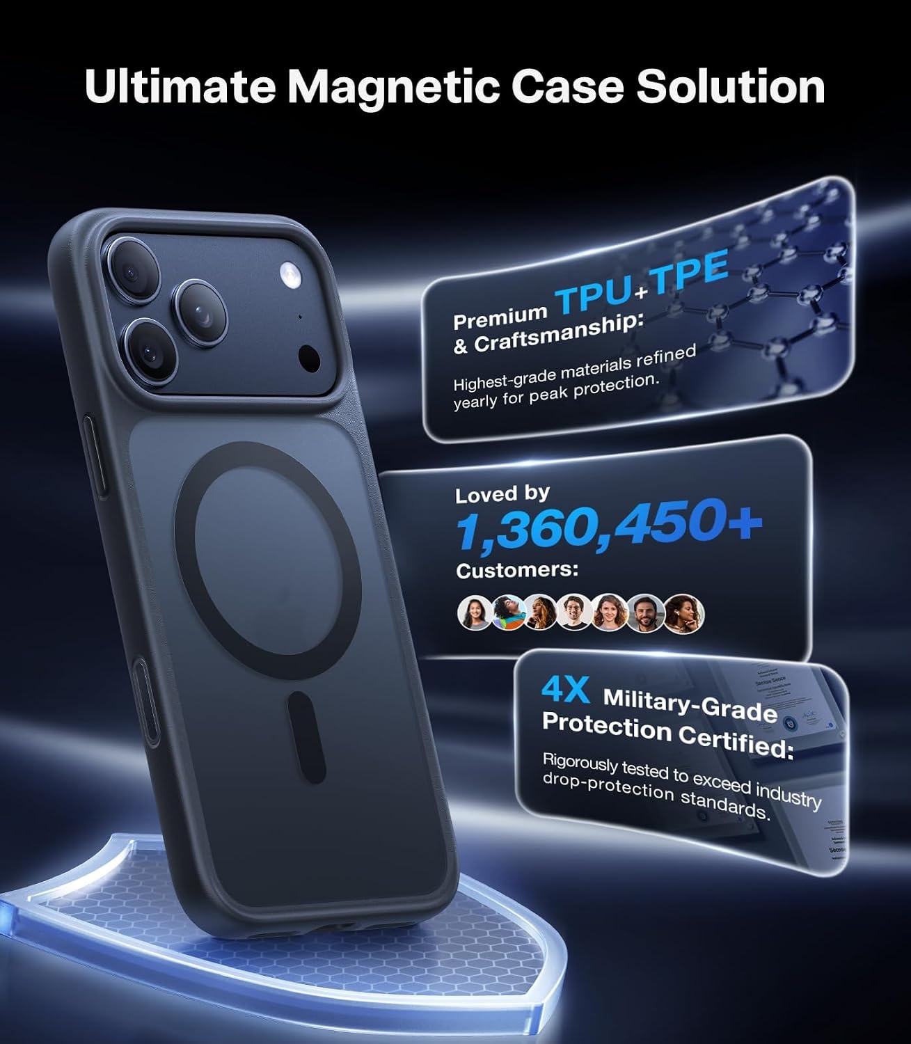 image:imageTORRAS Magnetic Shockproof for iPhone 16 Pro Max Case Fit for MagSafe MilitaryGrade Drop Tested Translucent Slim Protective for iPhone 16 Pro Max Case AntiFingerprint AntiScratch BlackBlack