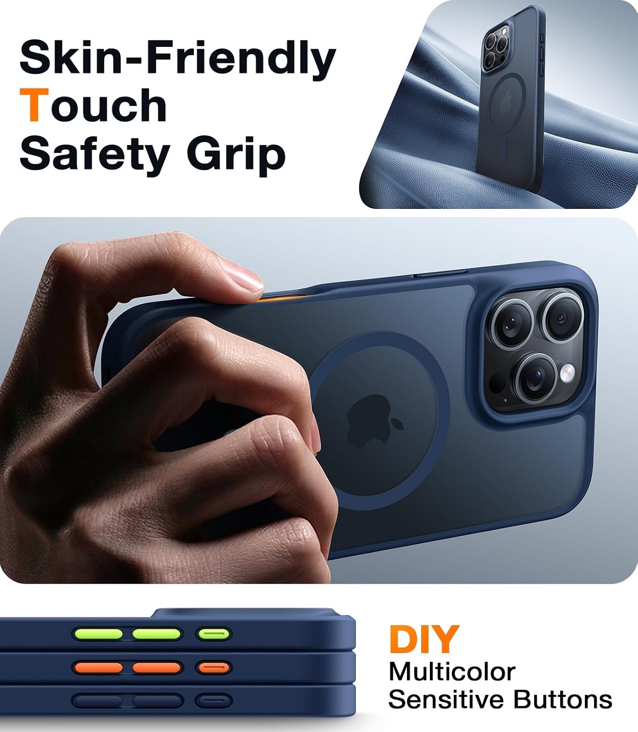image:imageTORRAS Magnetic Shockproof for iPhone 16 Pro Max Case Fit for MagSafe MilitaryGrade Drop Tested Translucent Slim Protective for iPhone 16 Pro Max Case AntiFingerprint AntiScratch BlackBlue
