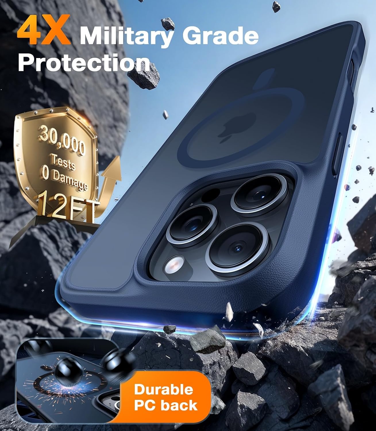 image:imageTORRAS Magnetic Shockproof for iPhone 16 Pro Max Case Fit for MagSafe MilitaryGrade Drop Tested Translucent Slim Protective for iPhone 16 Pro Max Case AntiFingerprint AntiScratch BlackBlue