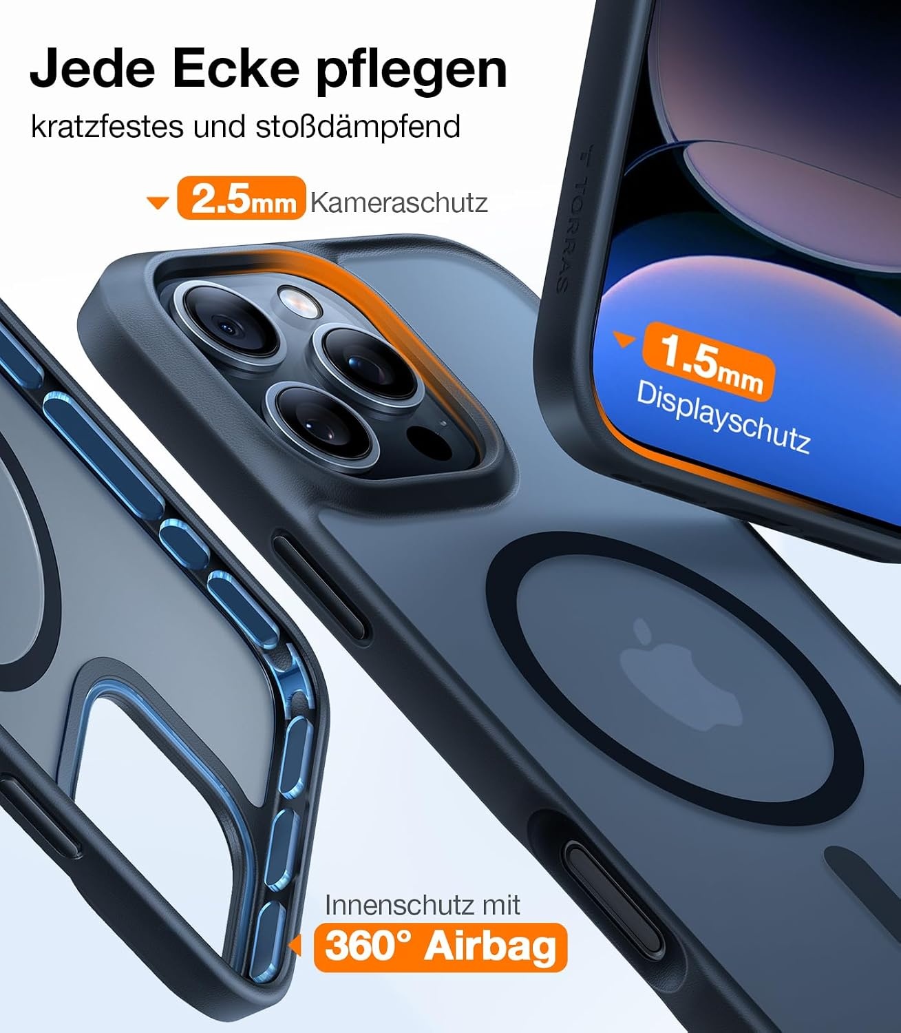 image:imageTORRAS Magnetic Shockproof for iPhone 16 Pro Max Case Fit for MagSafe MilitaryGrade Drop Tested Translucent Slim Protective for iPhone 16 Pro Max Case AntiFingerprint AntiScratch BlackBlack