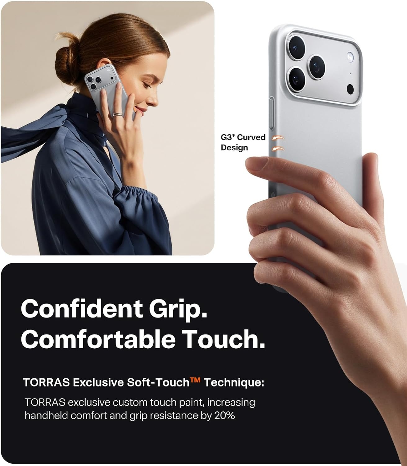 image:imageTORRAS Magnetic Slim Fit Case for iPhone 17 Pro Max Thin Matte Black Fit for MagSafe Matte Hard Bayer PC Material Antiscratch 69inch OriginFit Ultra Slim Lightweight Protective Hard Cover3Silver