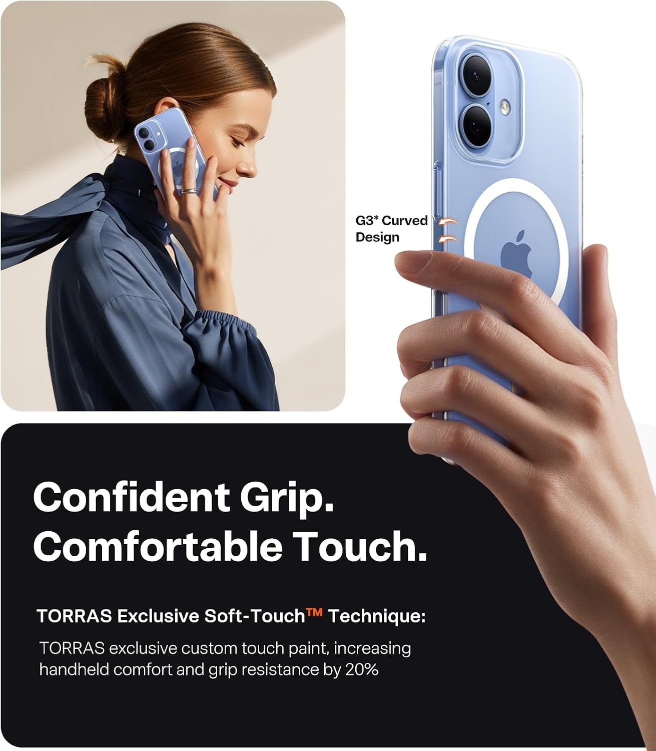 image:imageTORRAS Magnetic Slim Fit for iPhone 17e Case for iPhone 16e Case UltraThin amp Fit for MagSafe Lightweight Matte AntiScratch Hard PC Cover Case for iPhone 16e17e Phone Case 61 inch Black17Clear