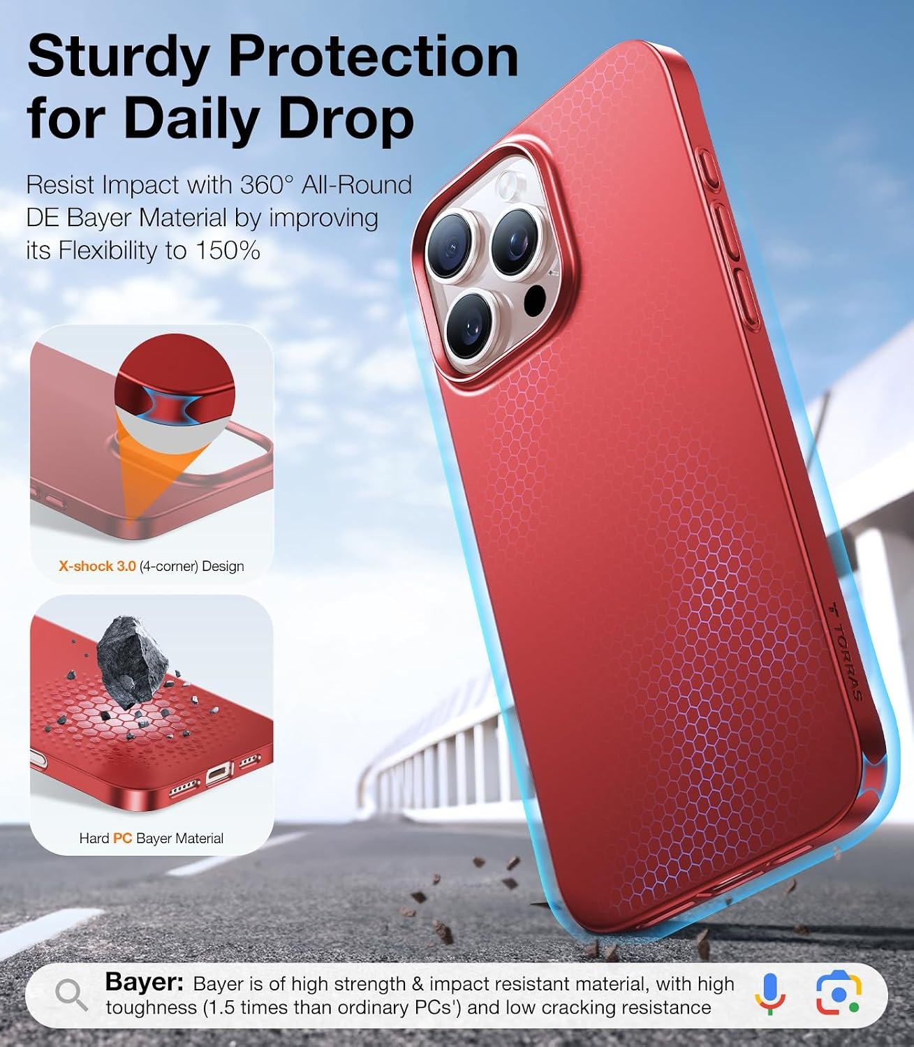 image:imageTORRAS Magnetic SlimFit for iPhone 16 Pro Max Case 69 inch UltraThin 16 ProMax Phone Case Compatible with MagSafe Light AntiScratch Matte Hard PC Bayer OriginFit Desert Titanium6Xmas Red