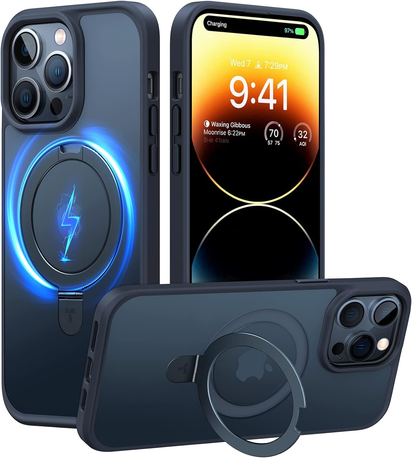 image:imageTORRAS Magnetic for iPhone 13 Pro Max Case 67 inch Fit for Magsafe with Stand Military Grade Drop Protection Shockproof Translucent Back Slim Protective Phone Case 2021 BlackBlack