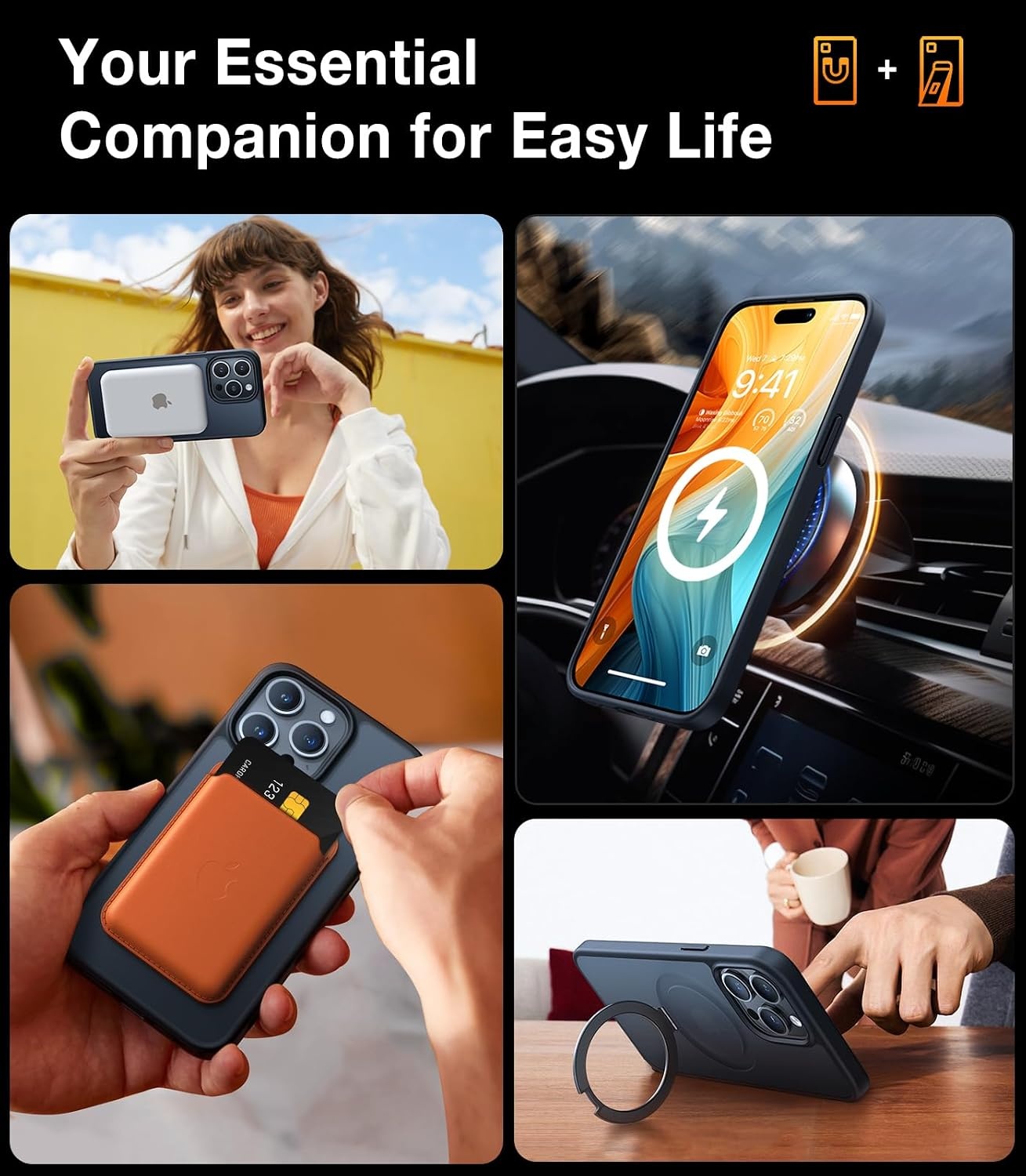 image:imageTORRAS Magnetic for iPhone 13 Pro Max Case 67 inch Fit for Magsafe with Stand Military Grade Drop Protection Shockproof Translucent Back Slim Protective Phone Case 2021 BlackFrost Black