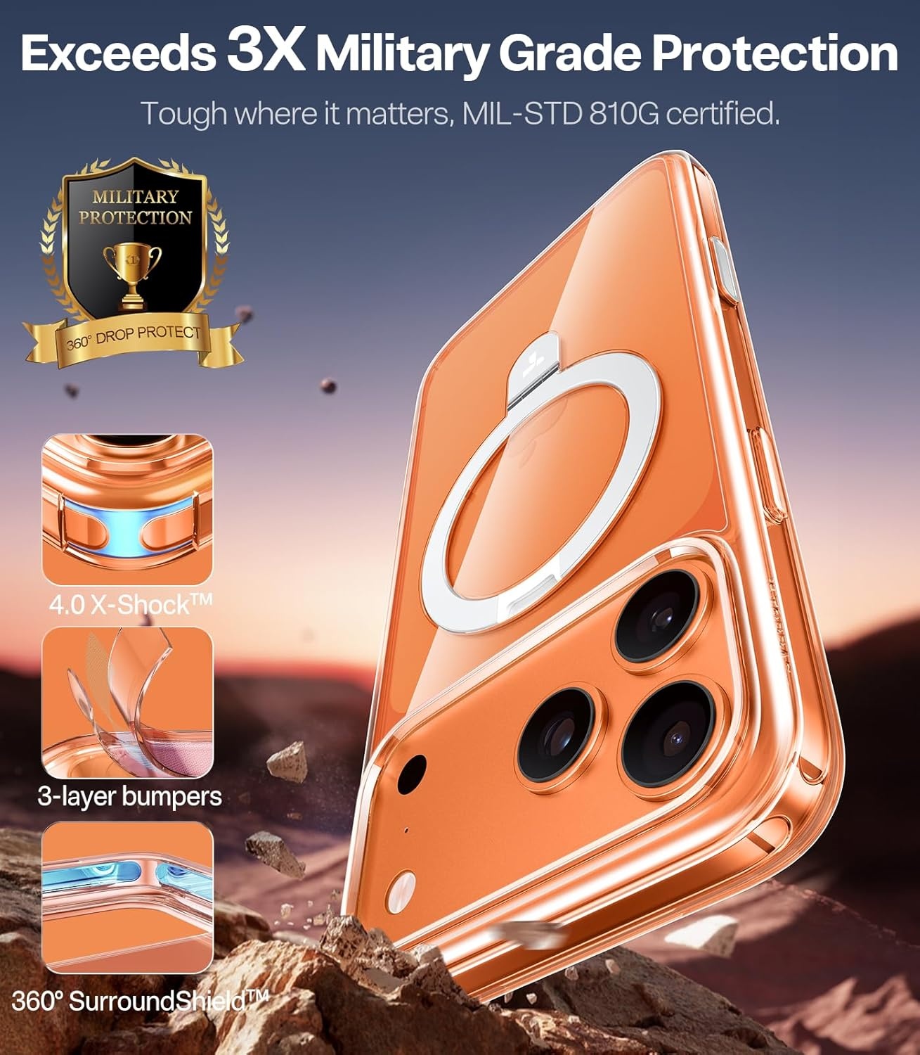 image:imageTORRAS Magnetic for iPhone 13 Pro Max Case 67 inch Fit for Magsafe with Stand Military Grade Drop Protection Shockproof Translucent Back Slim Protective Phone Case 2021 BlackCrystal Clear