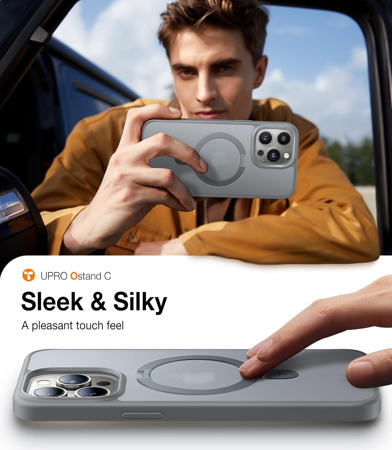 image:imageTORRAS Magnetic for iPhone 13 Pro Max Case 67 inch Fit for Magsafe with Stand Military Grade Drop Protection Shockproof Translucent Back Slim Protective Phone Case 2021 BlackNatural Titanium