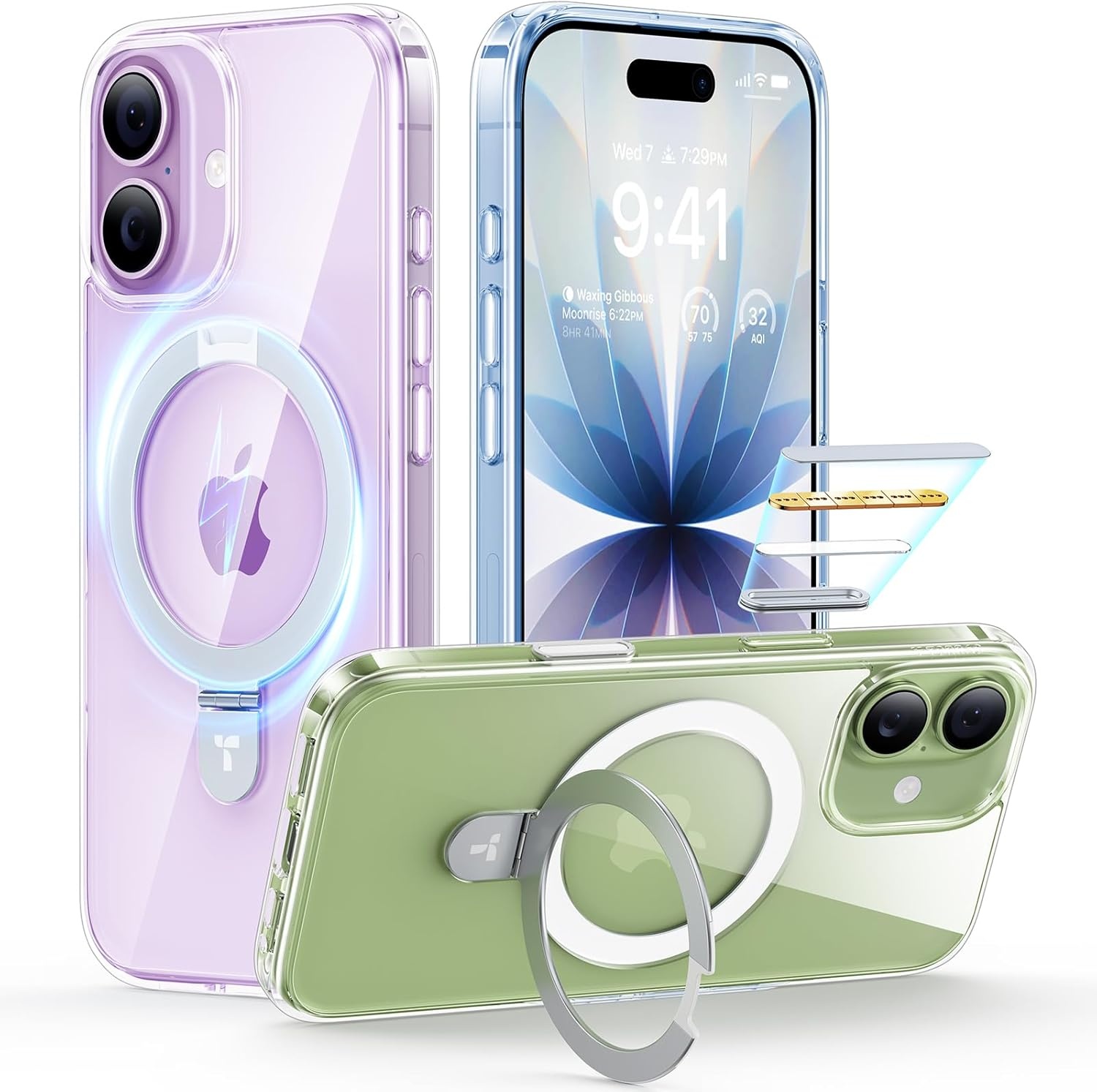 image:imageTORRAS Magnetic for iPhone 13 Pro Max Case 67 inch Fit for Magsafe with Stand Military Grade Drop Protection Shockproof Translucent Back Slim Protective Phone Case 2021 BlackCrystal Clear