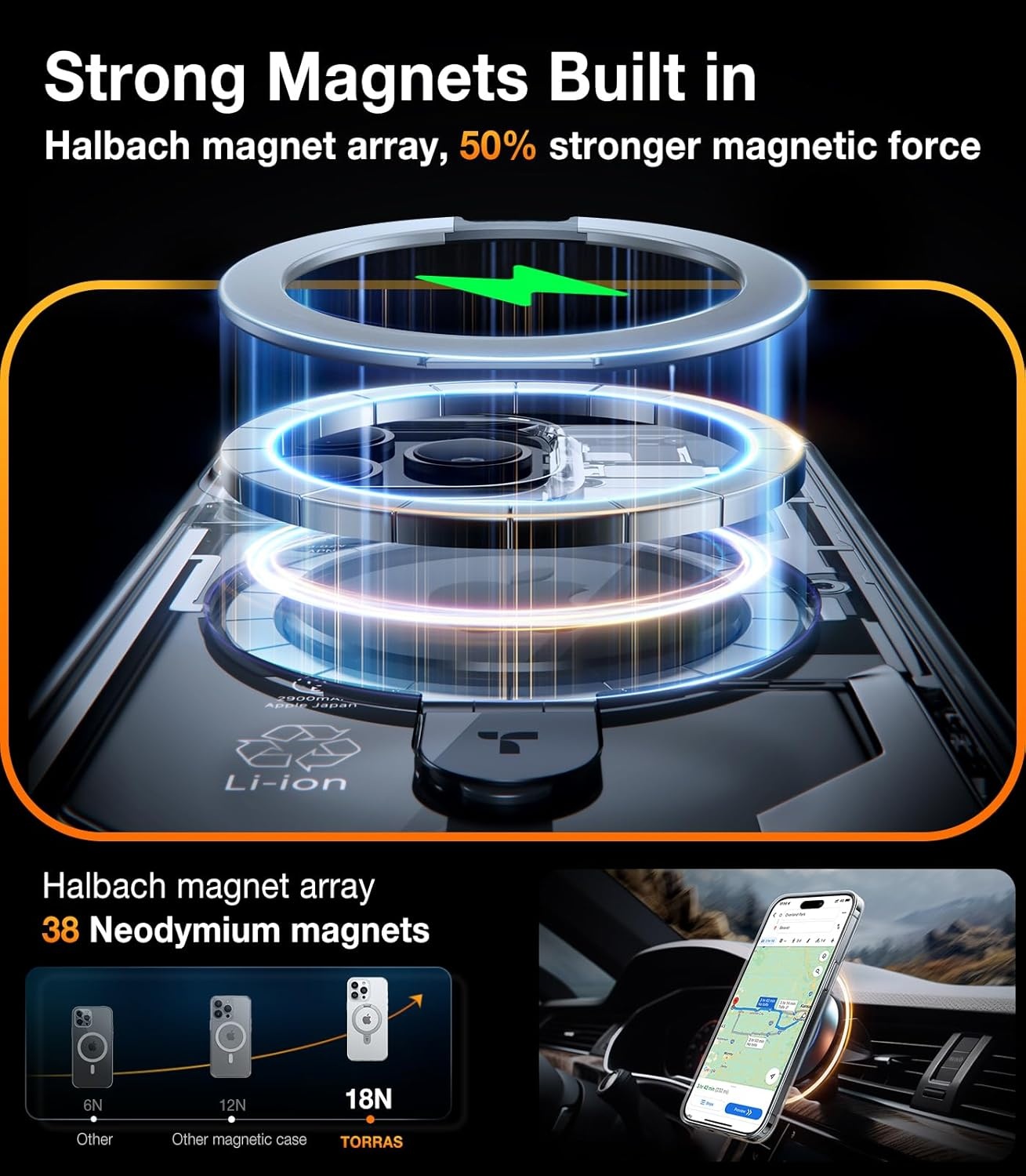 image:imageTORRAS Magnetic for iPhone 13 Pro Max Case 67 inch Fit for Magsafe with Stand Military Grade Drop Protection Shockproof Translucent Back Slim Protective Phone Case 2021 BlackCrystal Clear