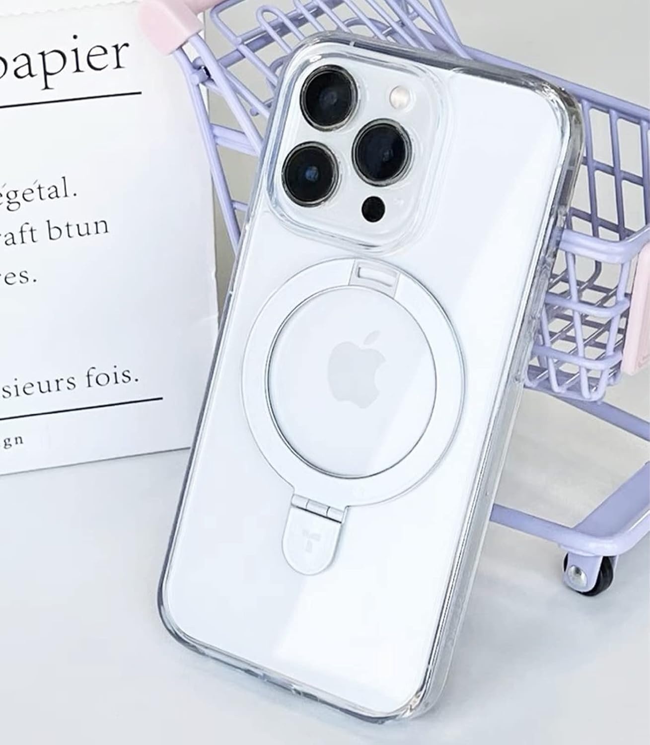 image:imageTORRAS Magnetic for iPhone 13 Pro Max Case 67 inch Fit for Magsafe with Stand Military Grade Drop Protection Shockproof Translucent Back Slim Protective Phone Case 2021 BlackCrystal Clear