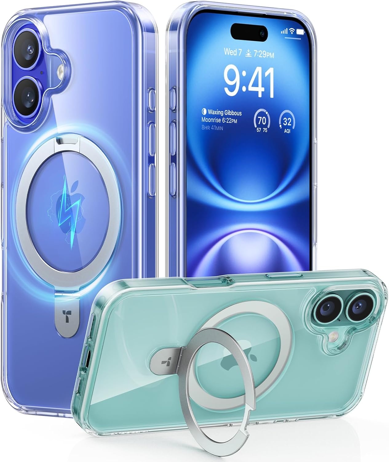 image:imageTORRAS Magnetic for iPhone 13 Pro Max Case 67 inch Fit for Magsafe with Stand Military Grade Drop Protection Shockproof Translucent Back Slim Protective Phone Case 2021 BlackCrystal Clear