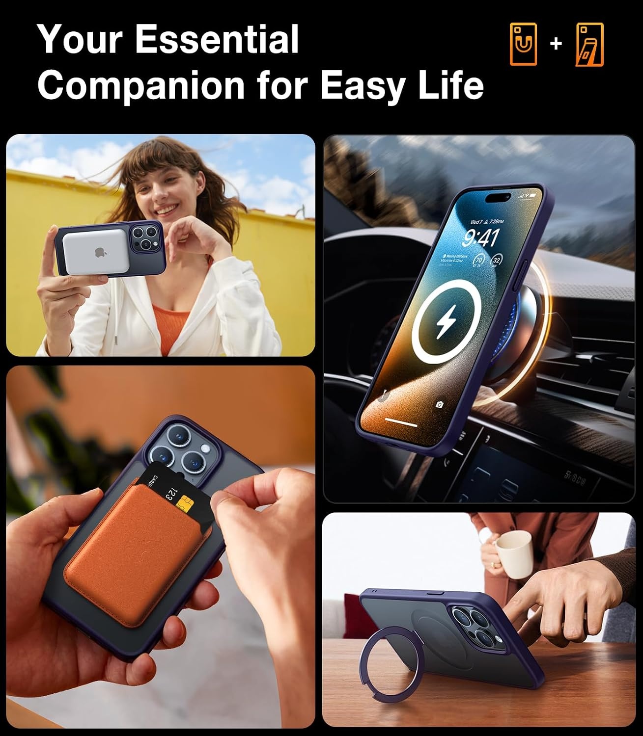 image:imageTORRAS Magnetic for iPhone 13 Pro Max Case 67 inch Fit for Magsafe with Stand Military Grade Drop Protection Shockproof Translucent Back Slim Protective Phone Case 2021 BlackPurple