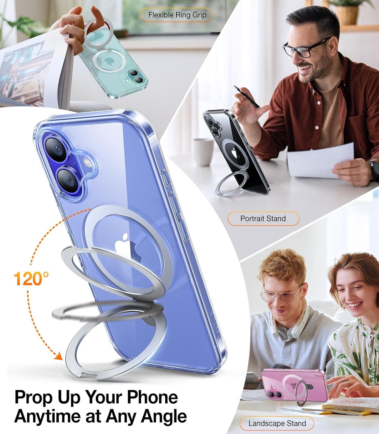 image:imageTORRAS Magnetic for iPhone 13 Pro Max Case 67 inch Fit for Magsafe with Stand Military Grade Drop Protection Shockproof Translucent Back Slim Protective Phone Case 2021 BlackCrystal Clear