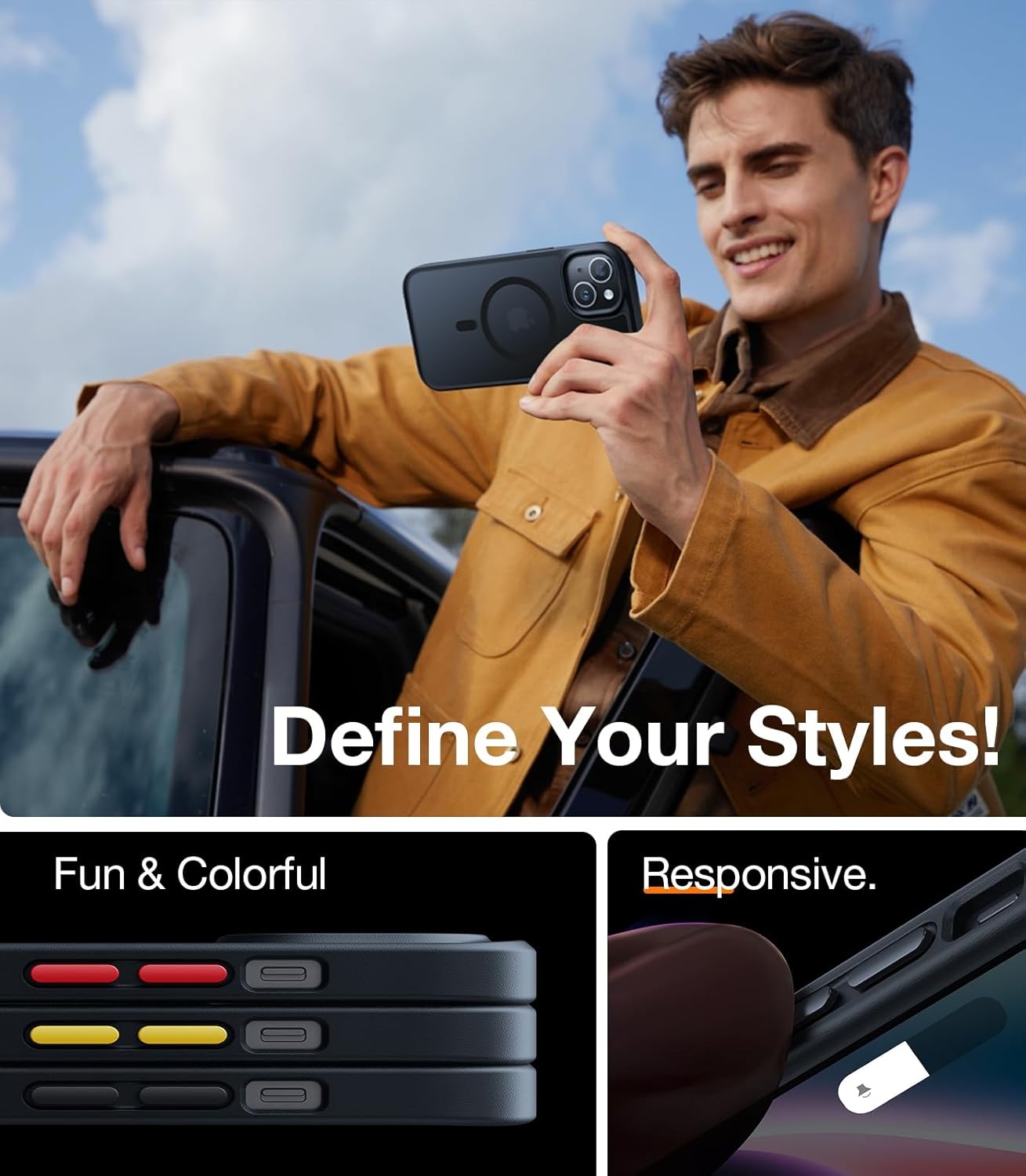 image:imageTORRAS Magnetic for iPhone 15 Plus Case iPhone 14 Plus Case Military Grade Drop Tested Compatible with MagSafe Slim Translucent Matte Shockproof Cover for iPhone 15 Plus Phone Case Black