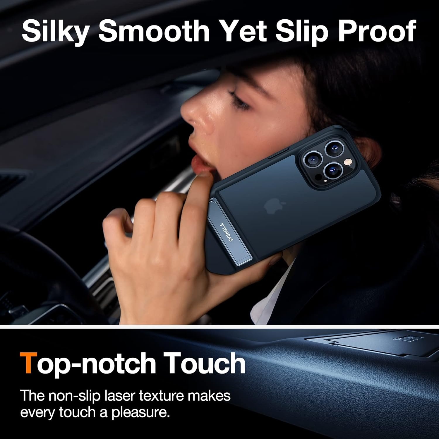 image:imageTORRAS MarsClimber for iPhone 14 Pro Case with Stand 3 Stand Ways Metal Kickstand 8FT Military Grade Drop Tested Protective Slim Translucent Matte iPhone 14 Pro Phone Case for Women Men BlackMystic Black