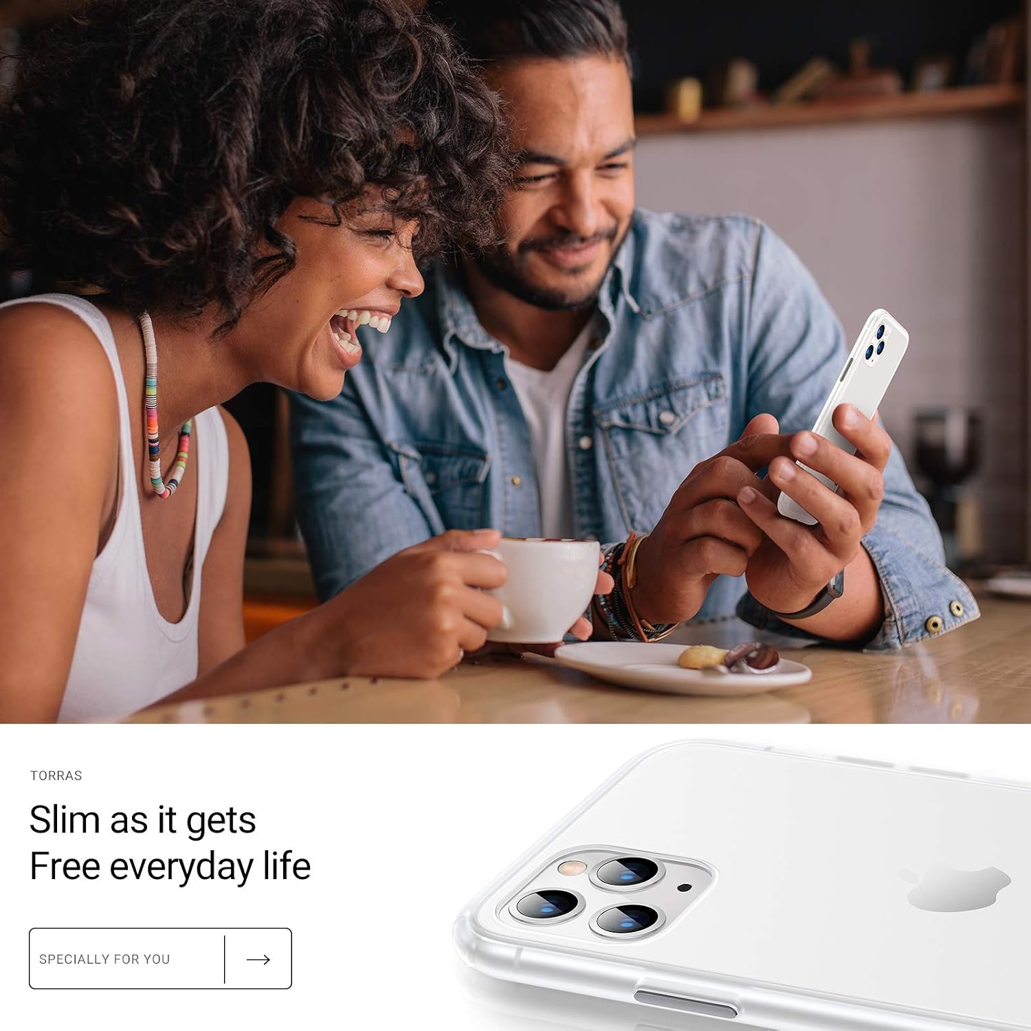 image:imageTORRAS Shockproof Compatible for iPhone 11 Pro Max Case Military Grade Drop Protection AntiScratches Translucent Matte Hard PC Back with Soft Edges NonSlip Phone Case Smoke White