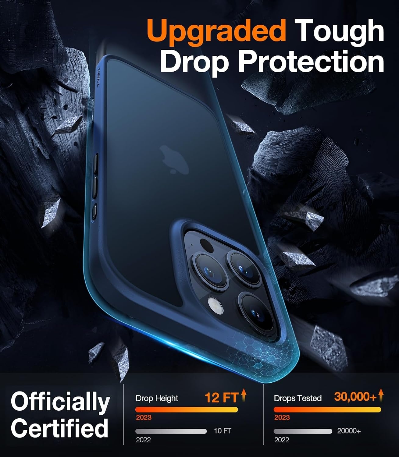 image:imageTORRAS Shockproof iPhone SE 2020 Case amp iPhone 8 Case Military Grade Drop Test Translucent Matte Hard PC Back amp Silicone TPU Bumper Protective amp Slim Fit for iPhone 7 case amp SE2 BlackBlue