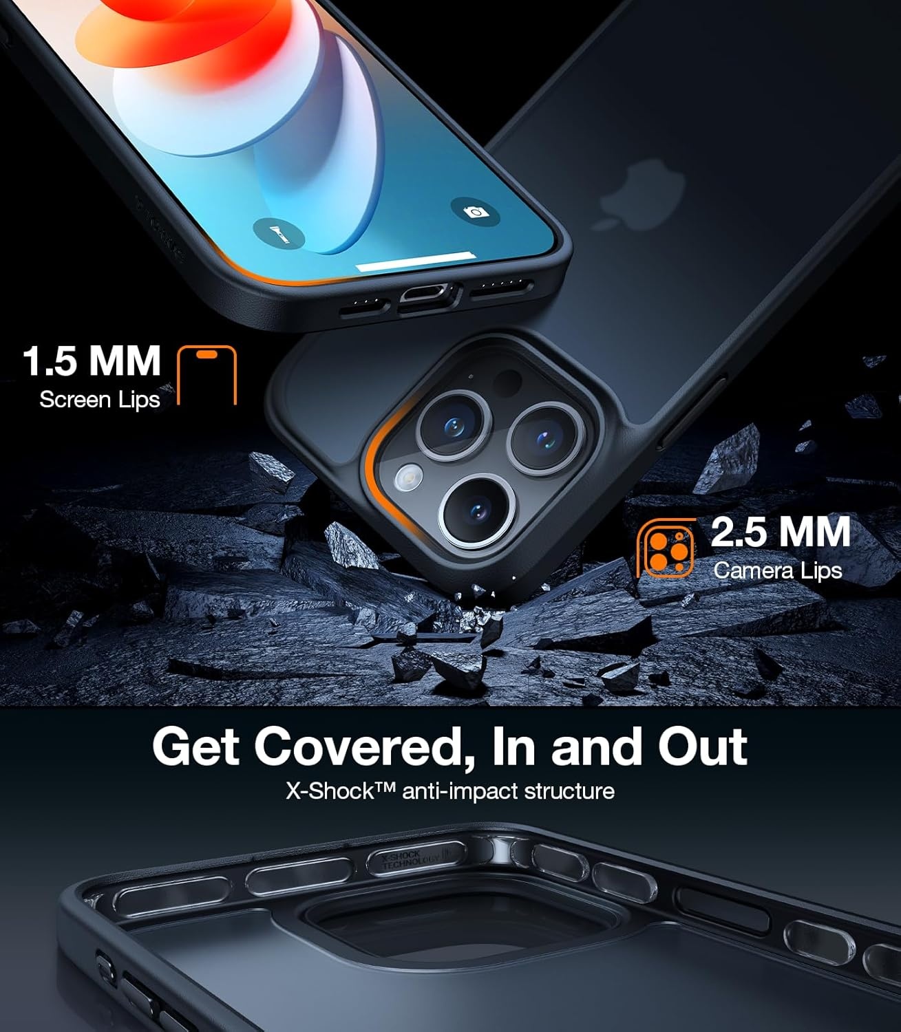 image:imageTORRAS Shockproof iPhone SE 2020 Case amp iPhone 8 Case Military Grade Drop Test Translucent Matte Hard PC Back amp Silicone TPU Bumper Protective amp Slim Fit for iPhone 7 case amp SE2 BlackBlack