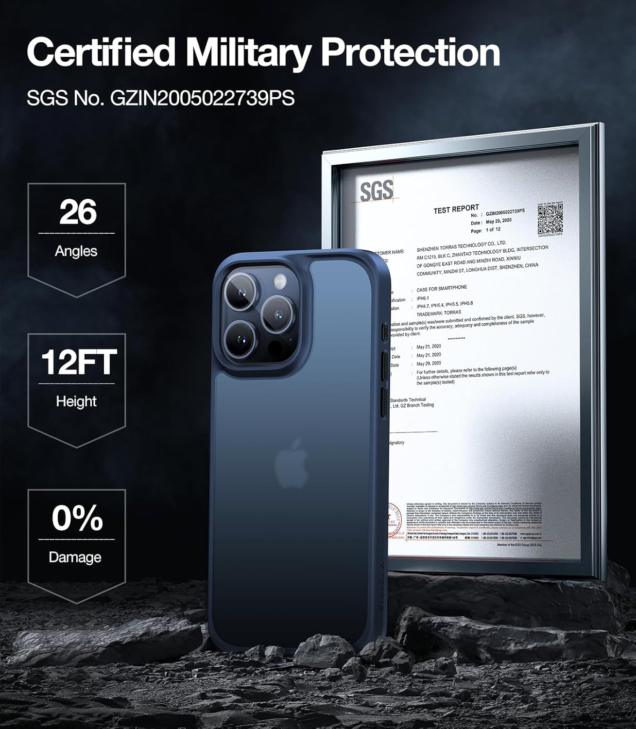 image:imageTORRAS Shockproof iPhone SE 2020 Case amp iPhone 8 Case Military Grade Drop Test Translucent Matte Hard PC Back amp Silicone TPU Bumper Protective amp Slim Fit for iPhone 7 case amp SE2 BlackBlack