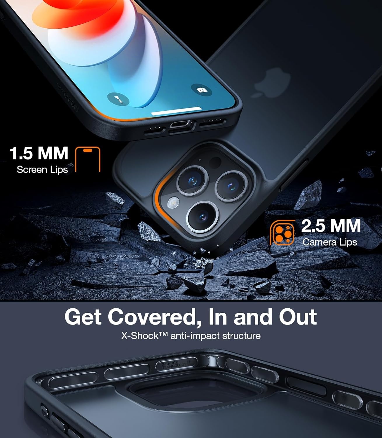 image:imageTORRAS Shockproof iPhone SE 2020 Case amp iPhone 8 Case Military Grade Drop Test Translucent Matte Hard PC Back amp Silicone TPU Bumper Protective amp Slim Fit for iPhone 7 case amp SE2 BlackBlack