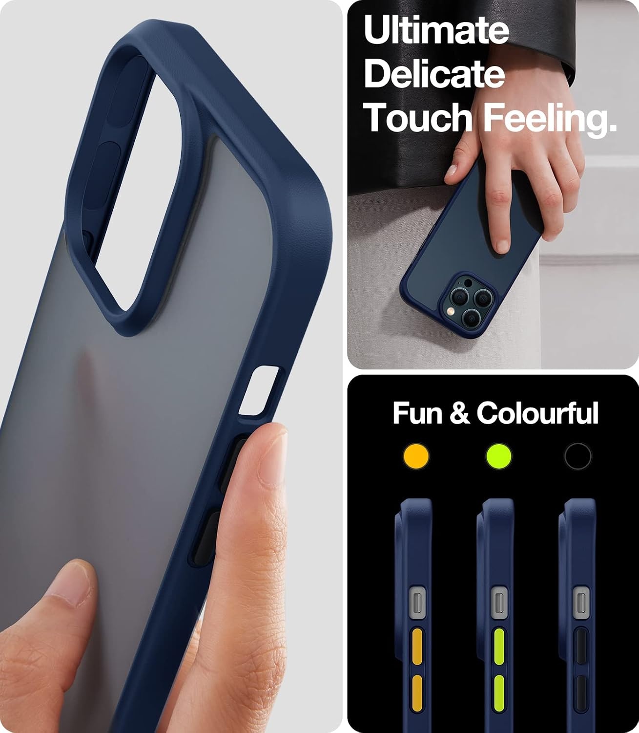 image:imageTORRAS Shockproof iPhone SE 2020 Case amp iPhone 8 Case Military Grade Drop Test Translucent Matte Hard PC Back amp Silicone TPU Bumper Protective amp Slim Fit for iPhone 7 case amp SE2 BlackBlue