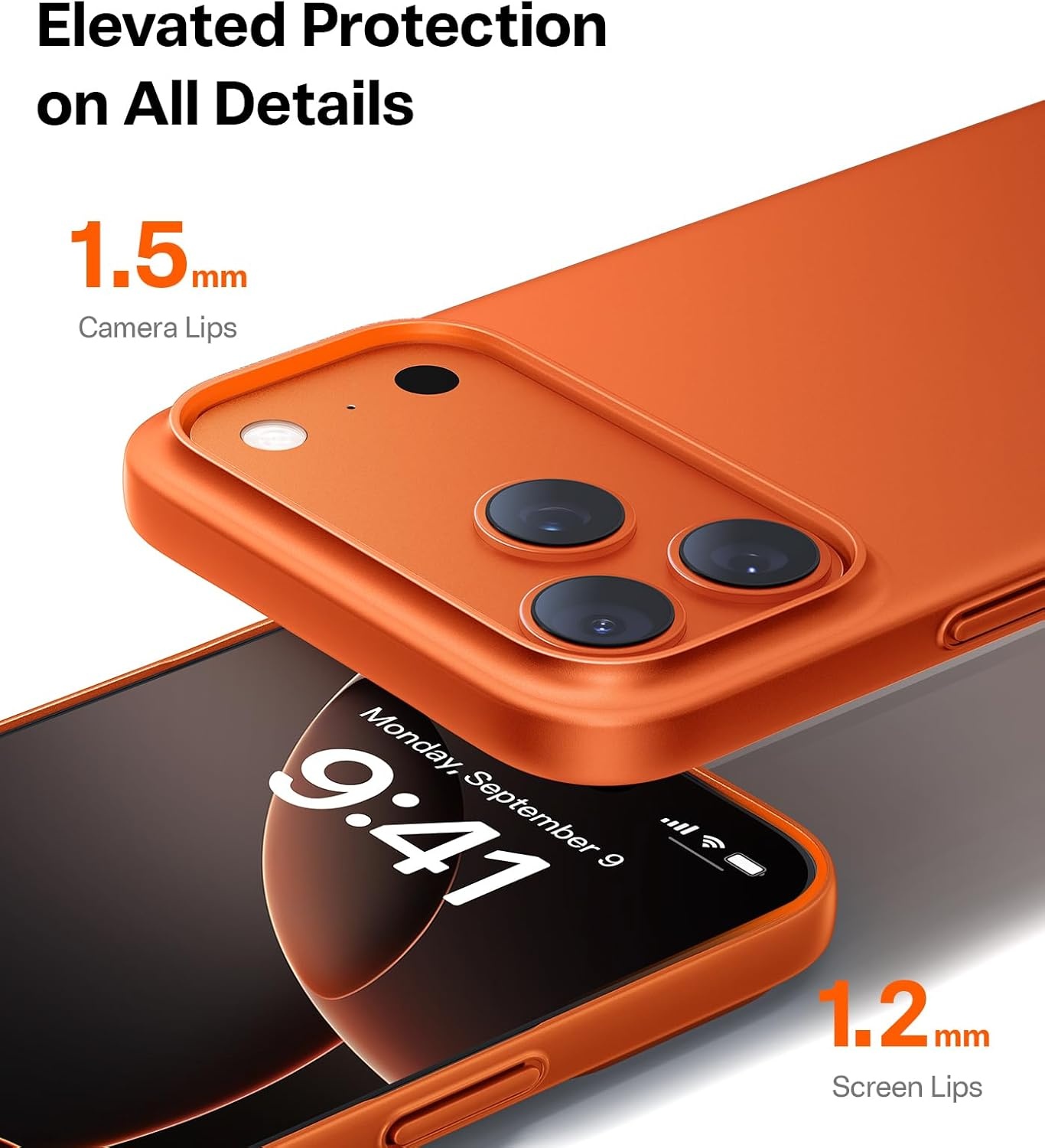 image:imageTORRAS Slim Fit for iPhone 12 Casefor iPhone 12 Pro Case Slim Yet Protective Lightweight Matte AntiScratch Hard PC Cover for iPhone 12 Slim 61 inch 2020 BlackCosmic Orange