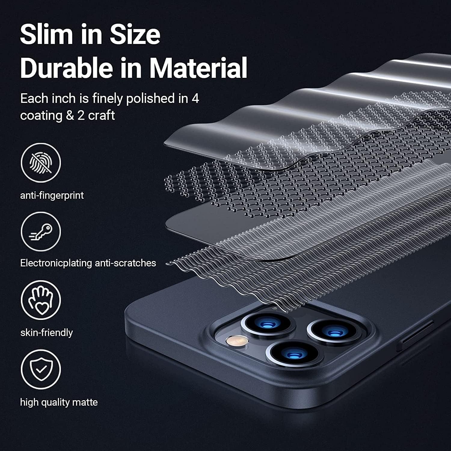 image:imageTORRAS Slim Fit for iPhone 12 Casefor iPhone 12 Pro Case Slim Yet Protective Lightweight Matte AntiScratch Hard PC Cover for iPhone 12 Slim 61 inch 2020 BlackBlack