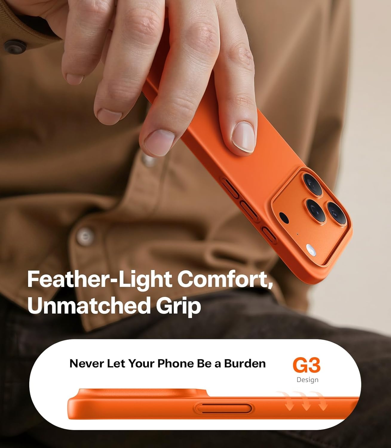 image:imageTORRAS Slim Fit for iPhone 12 Casefor iPhone 12 Pro Case Slim Yet Protective Lightweight Matte AntiScratch Hard PC Cover for iPhone 12 Slim 61 inch 2020 BlackCosmic Orange