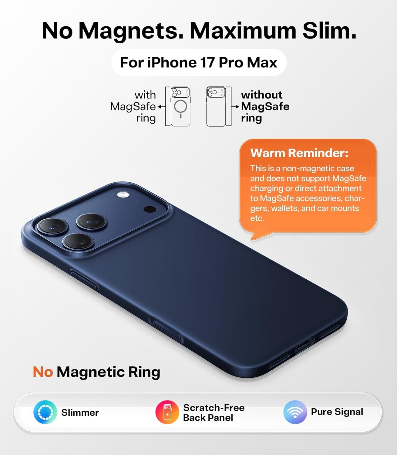 image:imageTORRAS Slim Fit for iPhone 12 Casefor iPhone 12 Pro Case Slim Yet Protective Lightweight Matte AntiScratch Hard PC Cover for iPhone 12 Slim 61 inch 2020 BlackDeep Blue