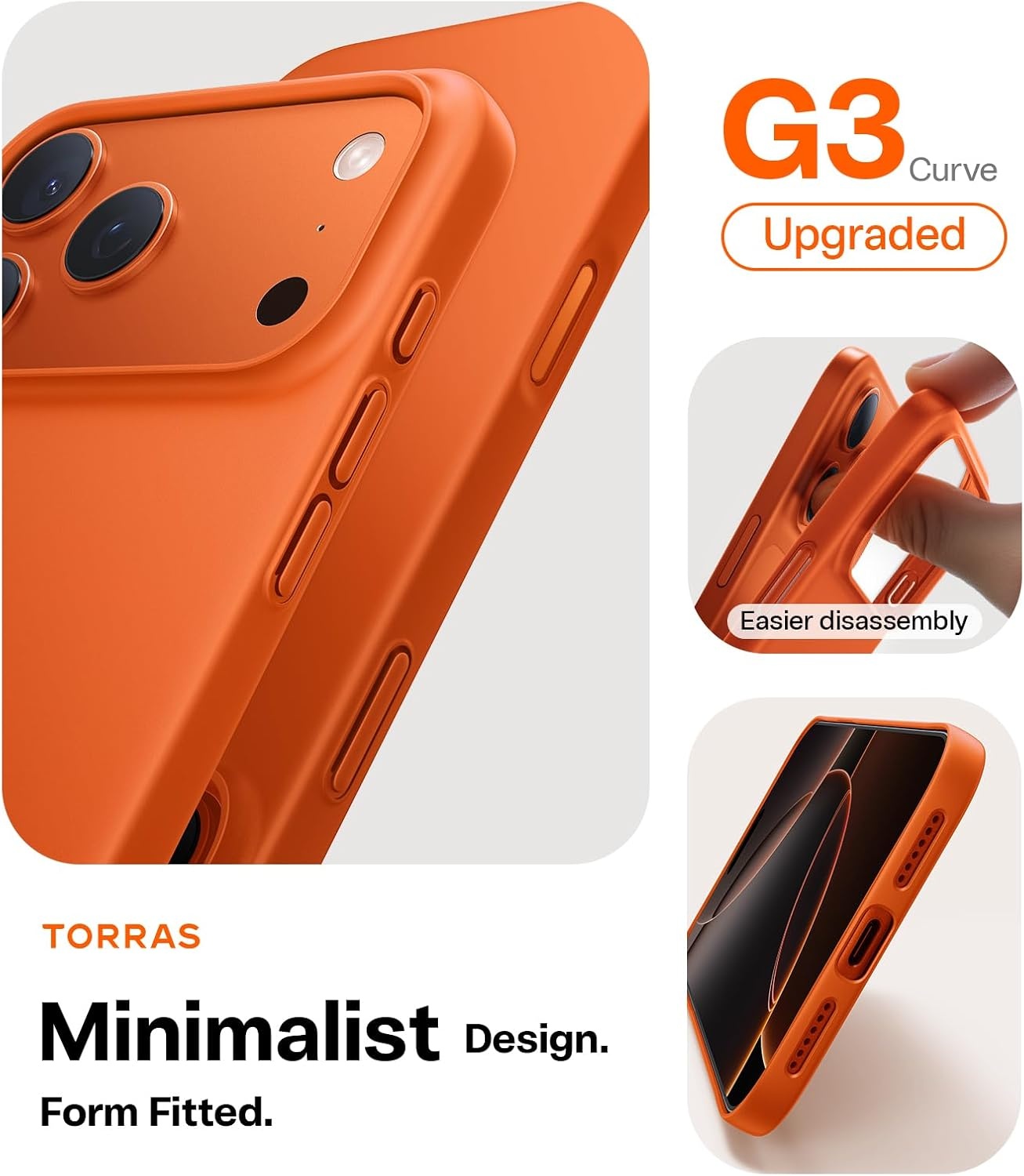 image:imageTORRAS Slim Fit for iPhone 12 Casefor iPhone 12 Pro Case Slim Yet Protective Lightweight Matte AntiScratch Hard PC Cover for iPhone 12 Slim 61 inch 2020 BlackCosmic Orange