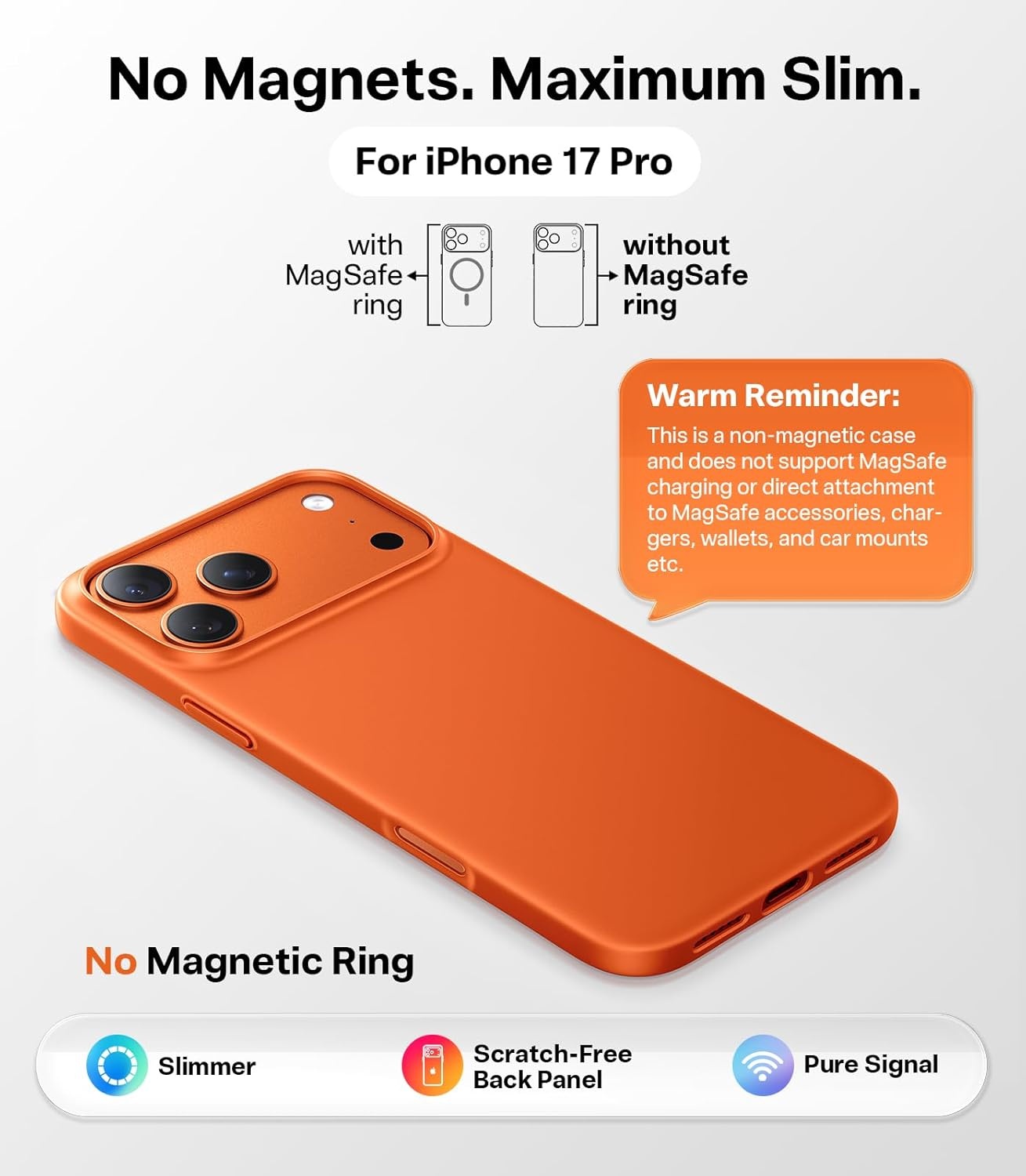 image:imageTORRAS Slim Fit for iPhone 12 Casefor iPhone 12 Pro Case Slim Yet Protective Lightweight Matte AntiScratch Hard PC Cover for iPhone 12 Slim 61 inch 2020 BlackCosmic Orange