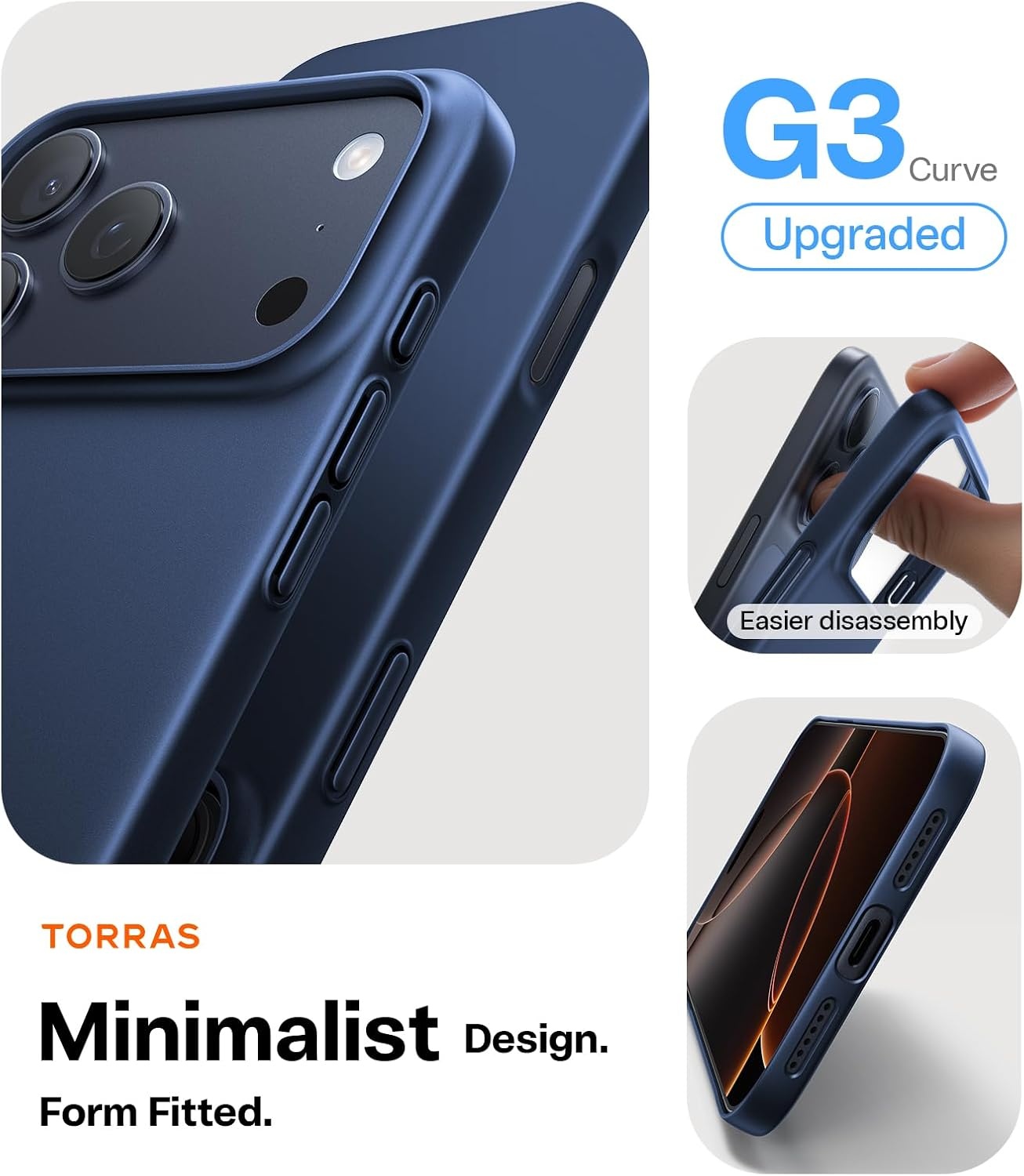 image:imageTORRAS Slim Fit for iPhone 12 Casefor iPhone 12 Pro Case Slim Yet Protective Lightweight Matte AntiScratch Hard PC Cover for iPhone 12 Slim 61 inch 2020 BlackDeep Blue