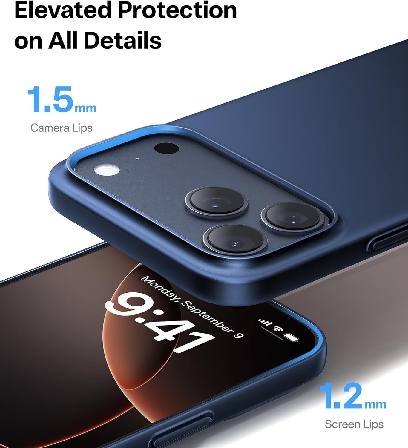image:imageTORRAS Slim Fit for iPhone 12 Casefor iPhone 12 Pro Case Slim Yet Protective Lightweight Matte AntiScratch Hard PC Cover for iPhone 12 Slim 61 inch 2020 BlackDeep Blue