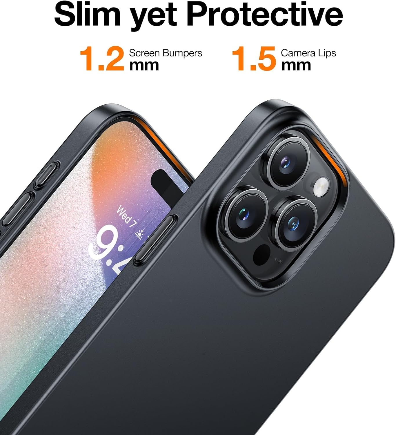 image:imageTORRAS SlimFit Designed for iPhone 15 Pro Case Ultra Thin 15 Pro Phone Case Velvety Feel Lightweight AntiScratch Matte Hard iPhone 15 Pro Case 61 inch BlueBlack
