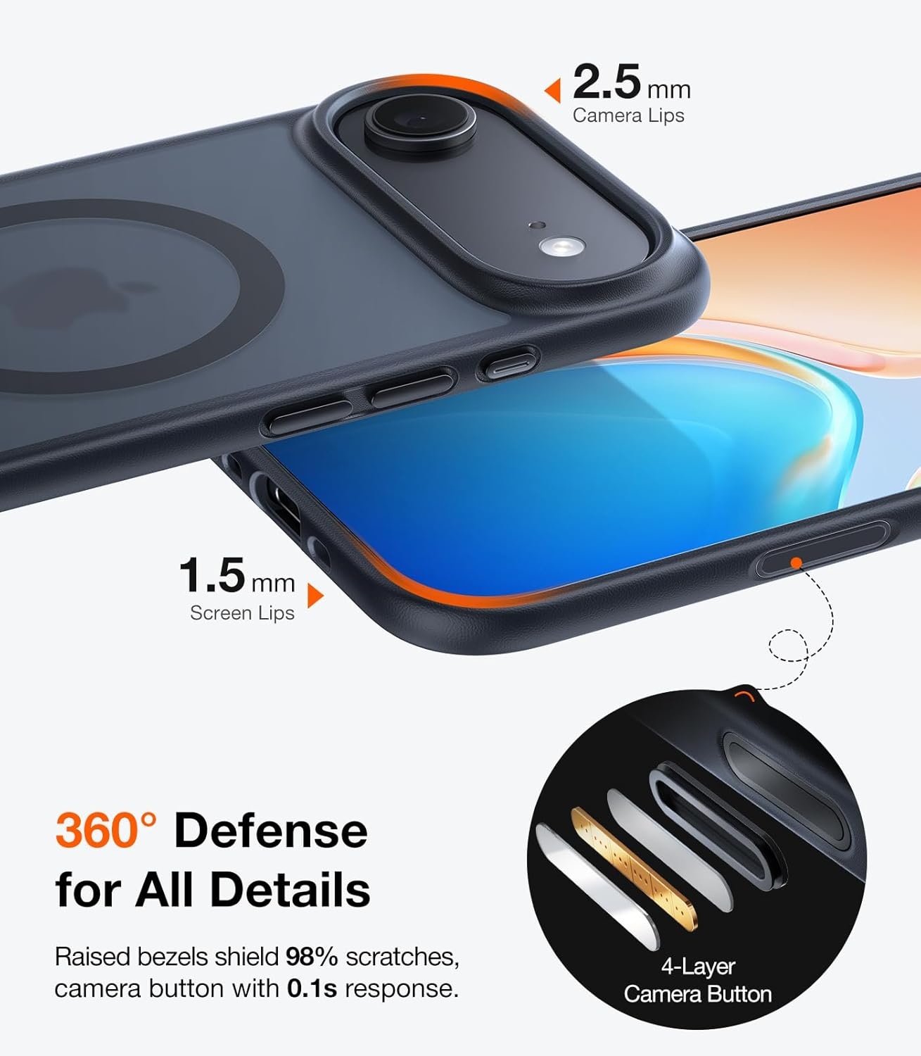 image:imageTORRAS Stronger Magnetic for iPhone 13 Pro Case 12FT Military Grade Drop Tested Compatible with MagSafe Slim Protective Matte Silicone for iPhone 13 Pro Phone Case 61 Translucent BlackBlack b