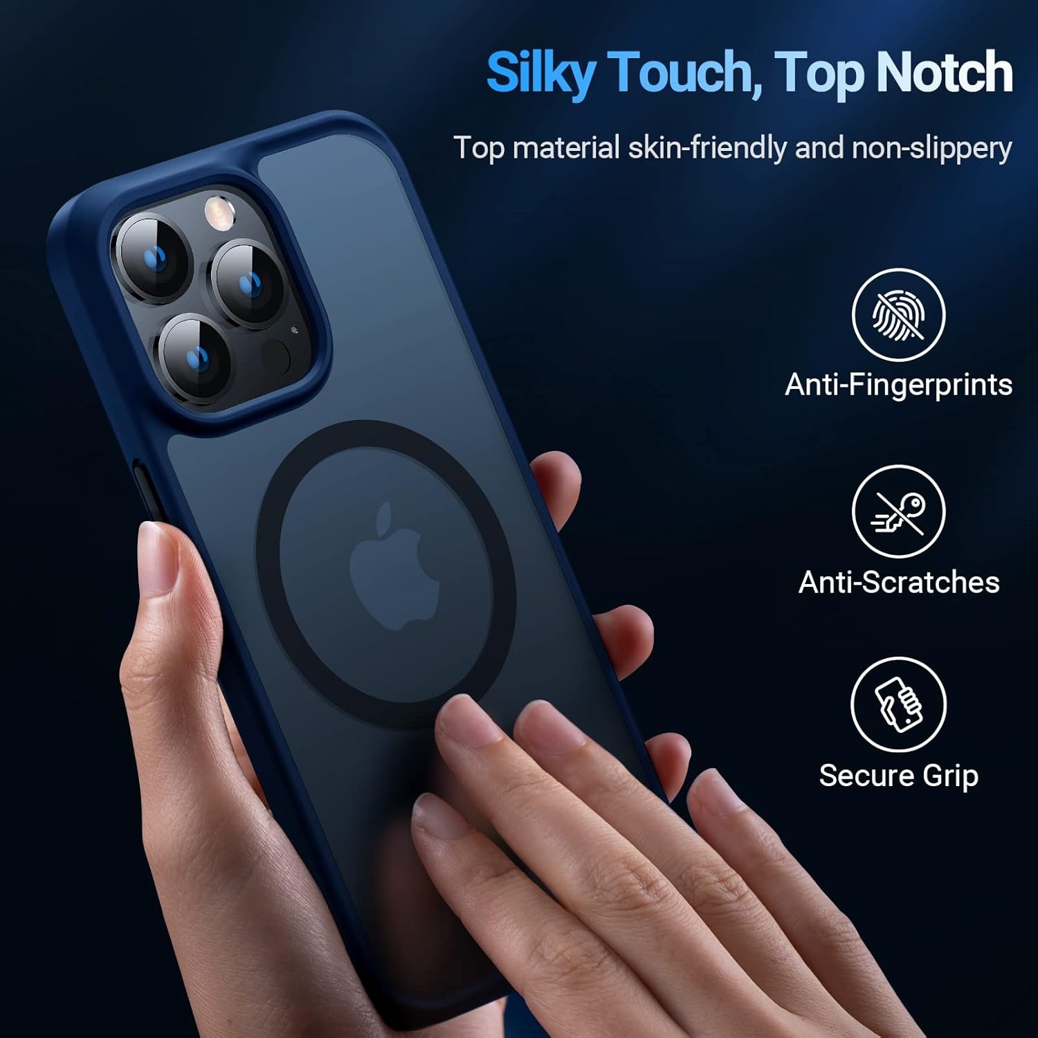 image:imageTORRAS Stronger Magnetic for iPhone 13 Pro Case 12FT Military Grade Drop Tested Compatible with MagSafe Slim Protective Matte Silicone for iPhone 13 Pro Phone Case 61 Translucent BlackBlue