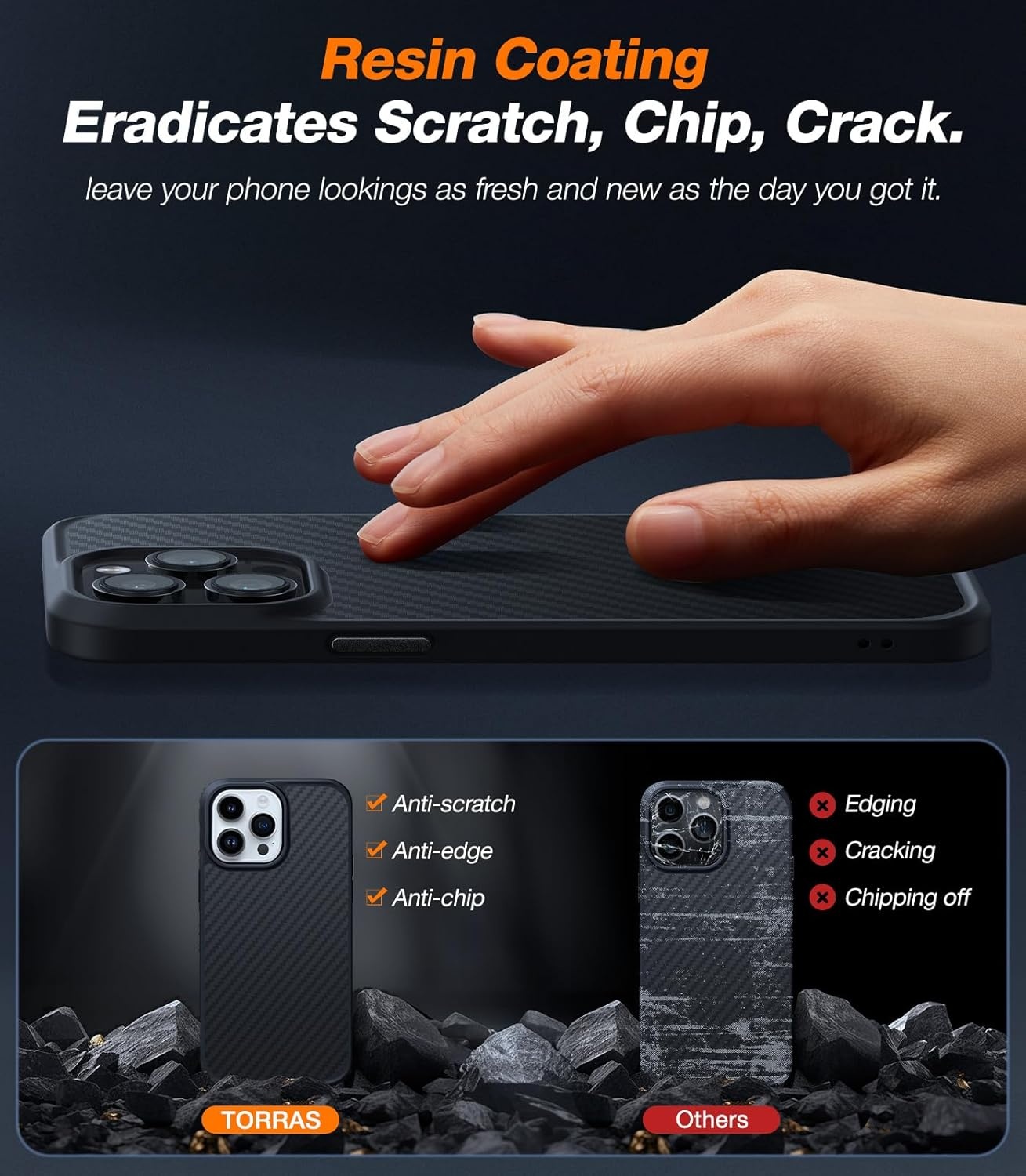 image:imageTORRAS Stronger Magnetic for iPhone 13 Pro Case 12FT Military Grade Drop Tested Compatible with MagSafe Slim Protective Matte Silicone for iPhone 13 Pro Phone Case 61 Translucent BlackAramid Fiber Black