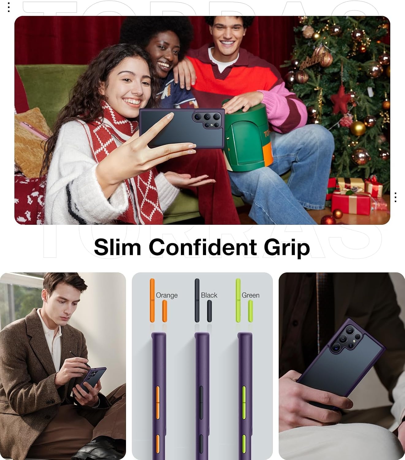 image:imageTORRAS for Samsung Galaxy S24 Ultra Case 68 12FT Military Grade Drop Protective Hard SemiClear Matte Back Soft Edge Shockproof Slim PC amp TPU Case Purple