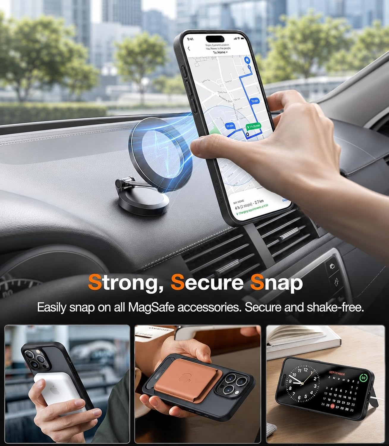 image:imageTORRAS for iPhone 13 Pro Max Case Translucent Black Strong Magnetic amp Seamless Stand Fit for MagSafe MilitaryGrade Drop Protection Sturdy Adjustable Builtin Kickstand Slim Matte FinishBlack