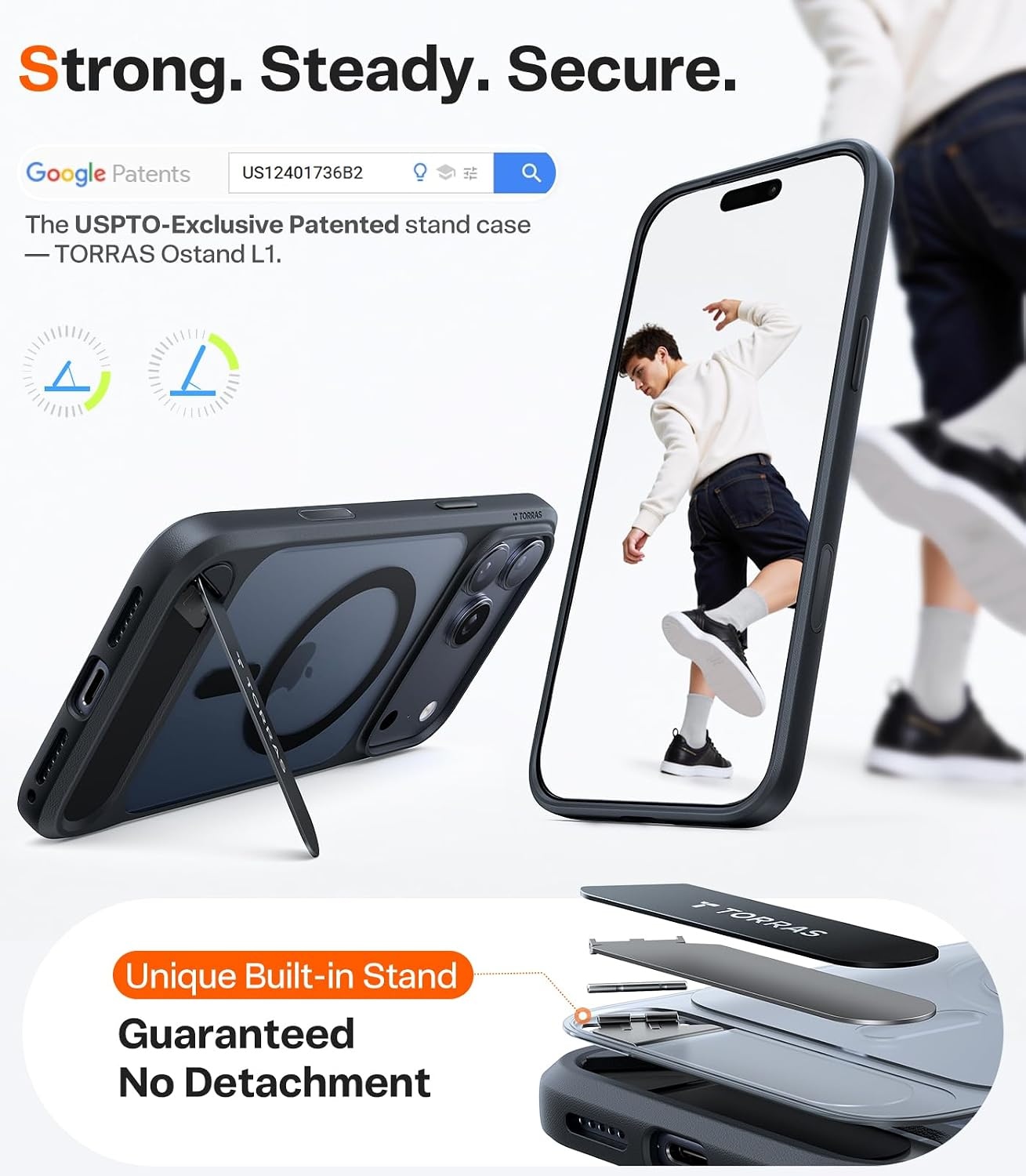 image:imageTORRAS for iPhone 13 Pro Max Case Translucent Black Strong Magnetic amp Seamless Stand Fit for MagSafe MilitaryGrade Drop Protection Sturdy Adjustable Builtin Kickstand Slim Matte FinishBlack