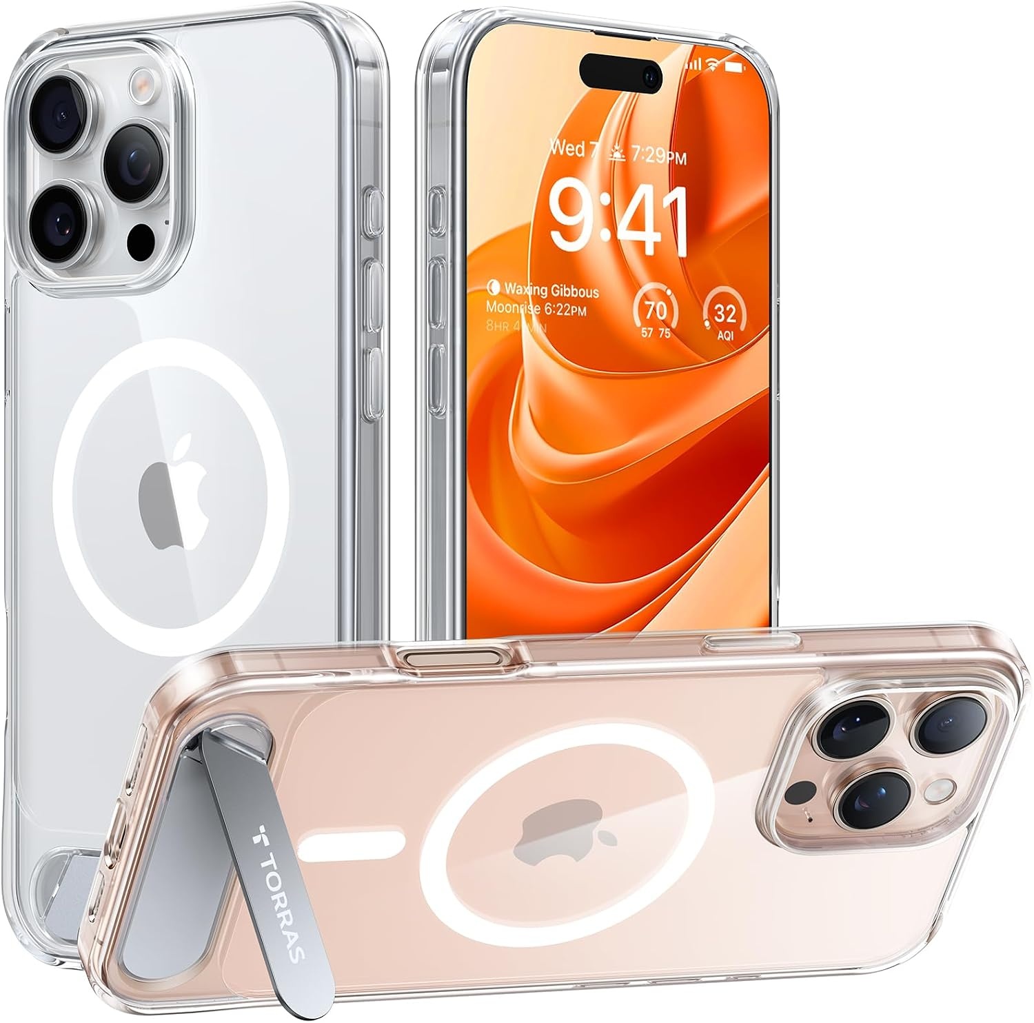 image:imageTORRAS for iPhone 13 Pro Max Case Translucent Black Strong Magnetic amp Seamless Stand Fit for MagSafe MilitaryGrade Drop Protection Sturdy Adjustable Builtin Kickstand Slim Matte FinishClear